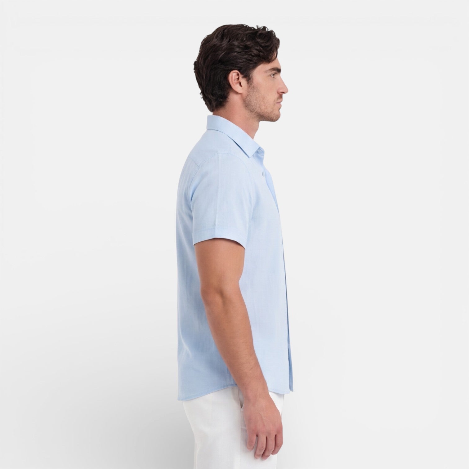 Men's Linen Cotton Blend Short Sleeve Shirt – Breathable Summer Wear