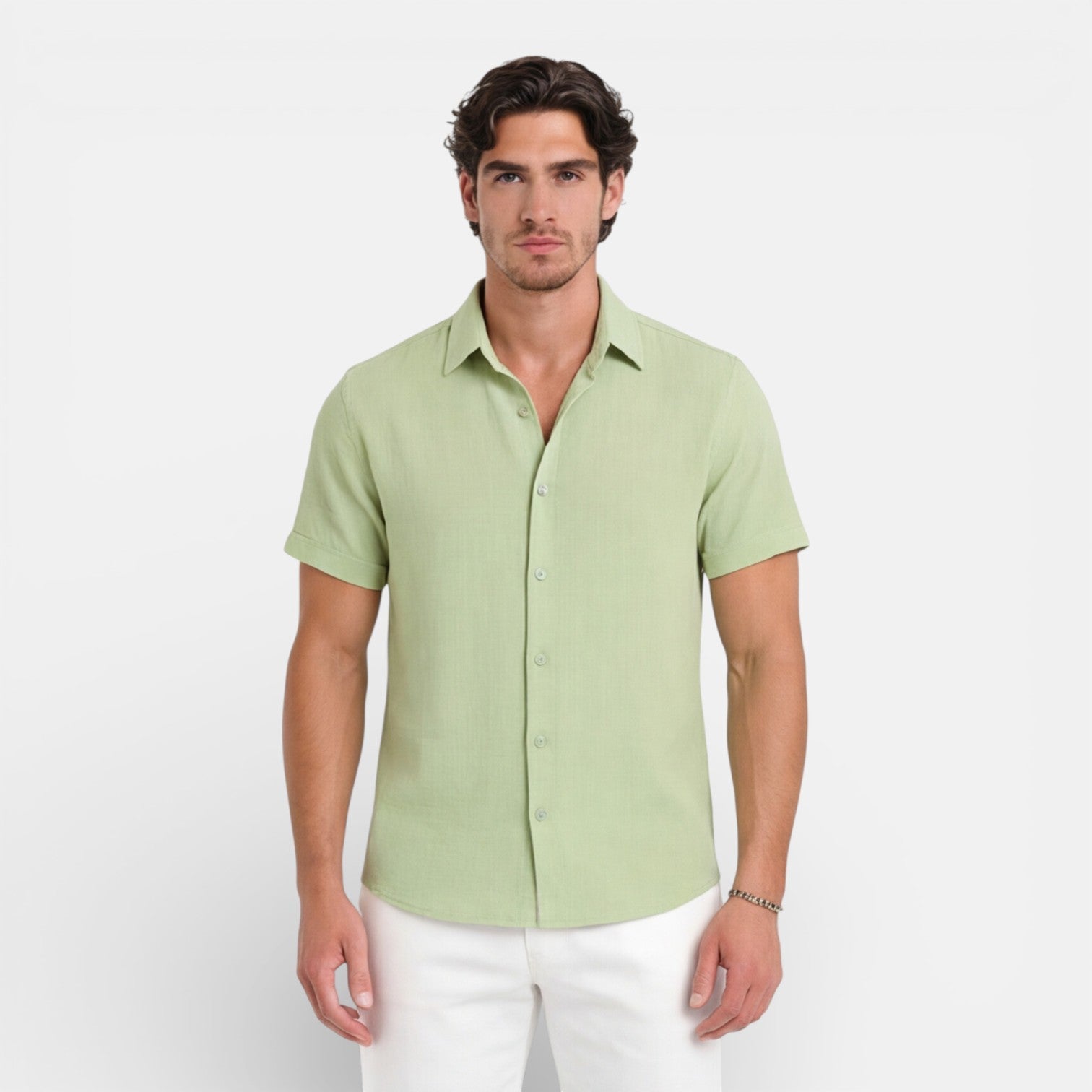 Men's Linen Cotton Blend Short Sleeve Shirt – Breathable Summer Wear