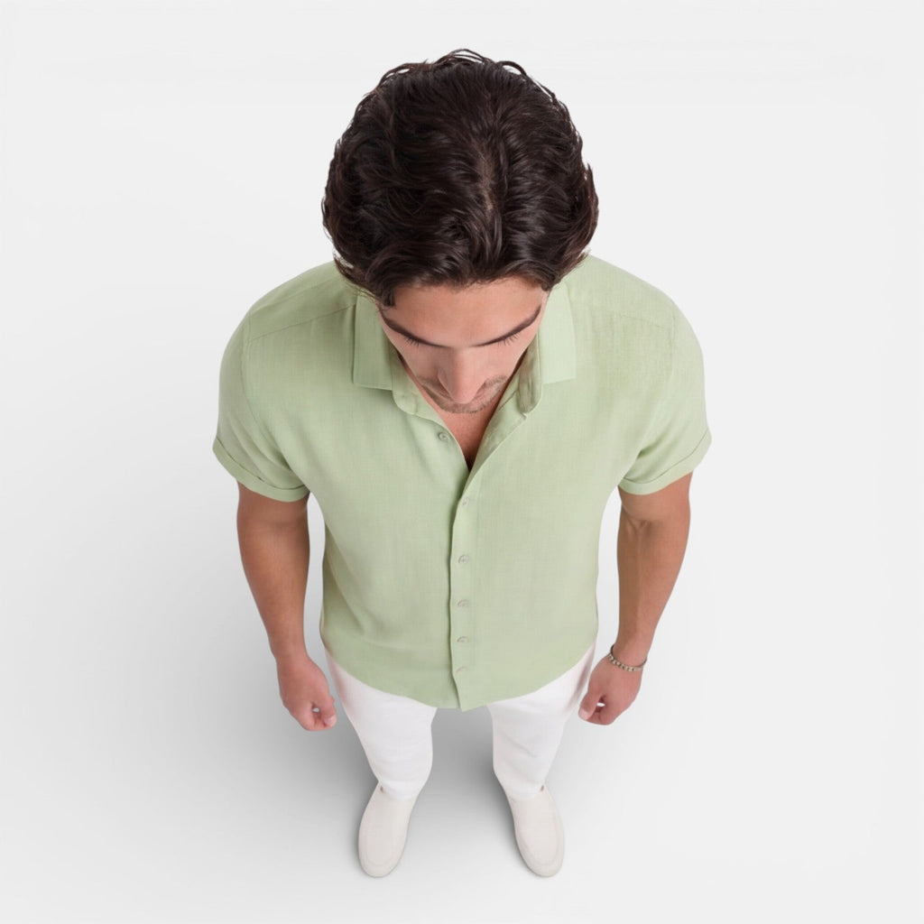 Men's Linen Cotton Blend Short Sleeve Shirt – Breathable Summer Wear
