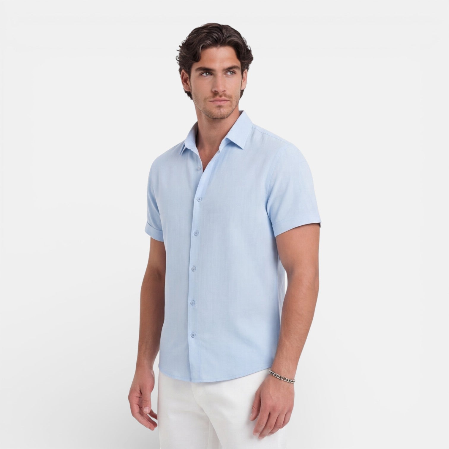 Men's Linen Cotton Blend Short Sleeve Shirt – Breathable Summer Wear