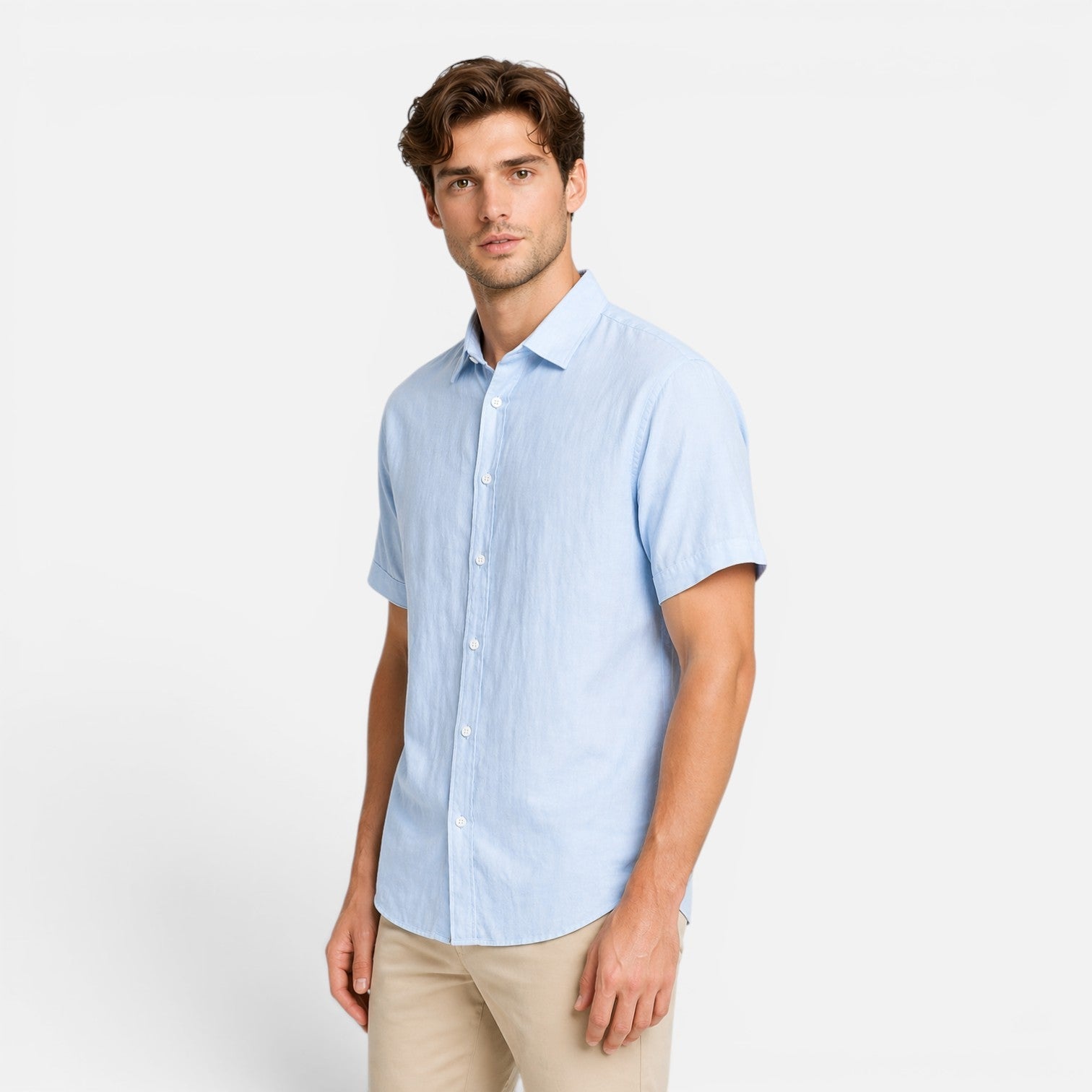 Men's Linen Short Sleeve Button-Up Shirt | Breathable Comfort for Casual Wear