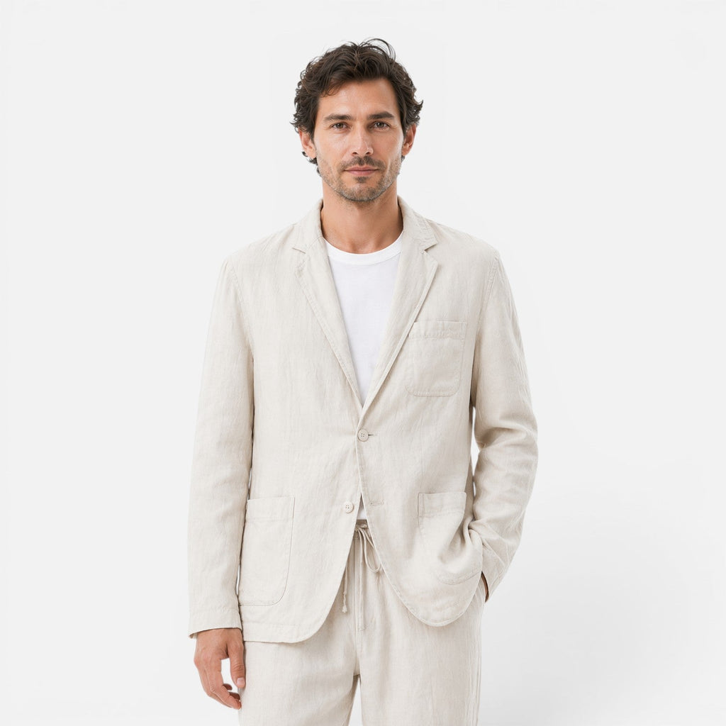 Men's Linen Suit Set - Lightweight Breathable Summer Classic Fit