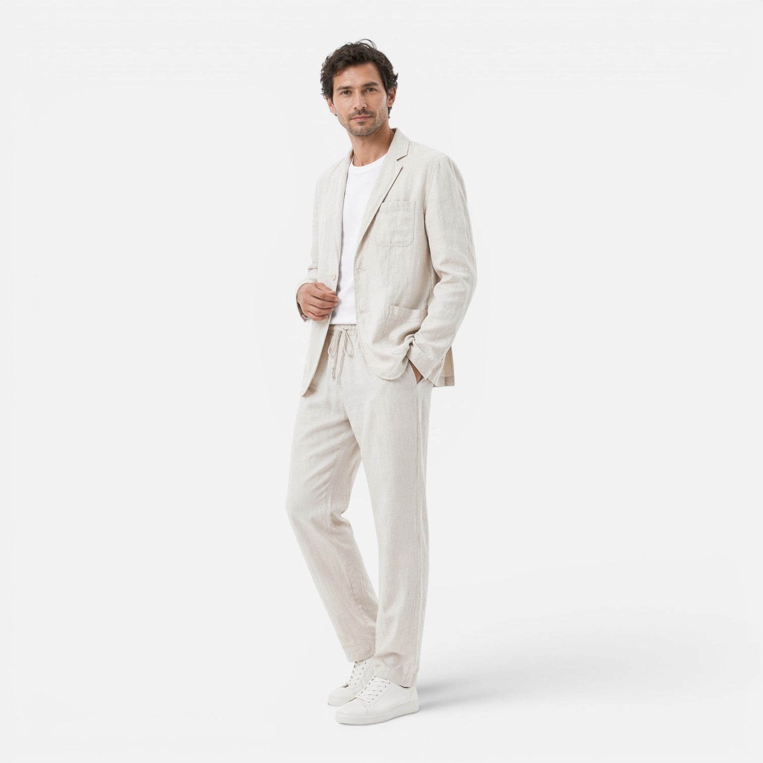 Men's Linen Suit Set - Lightweight Breathable Summer Classic Fit