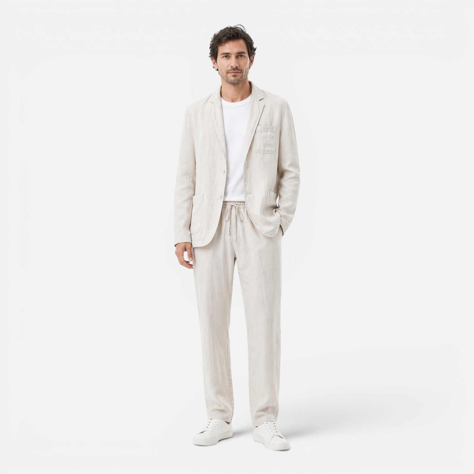 Men's Linen Suit Set - Lightweight Breathable Summer Classic Fit