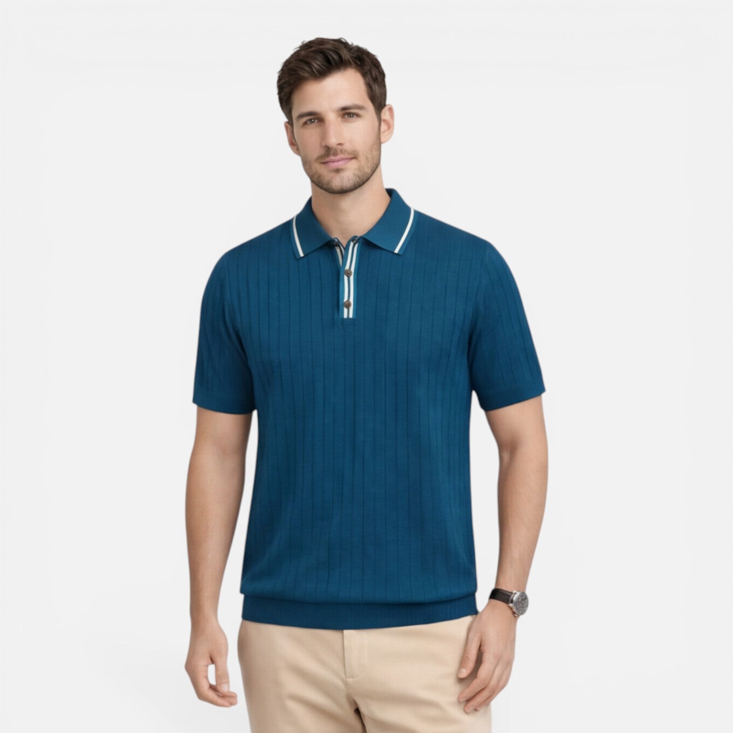 Men's Ribbed Cotton Polo Shirt | Lightweight Comfort | Classic Fit