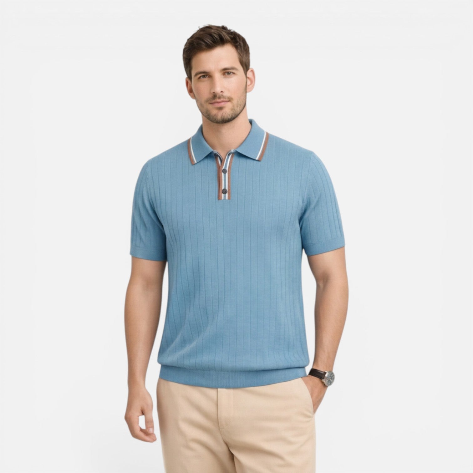 Men's Ribbed Cotton Polo Shirt | Lightweight Comfort | Classic Fit