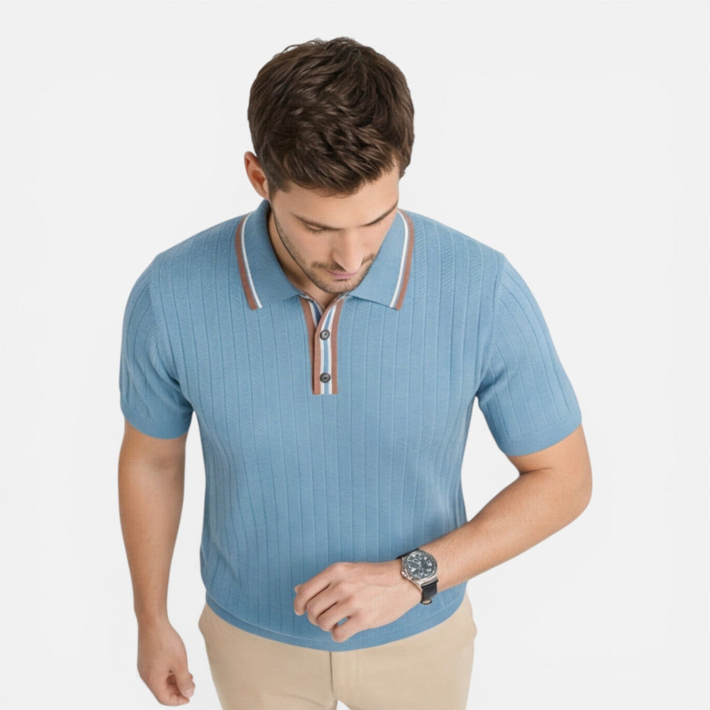 Men's Ribbed Cotton Polo Shirt | Lightweight Comfort | Classic Fit