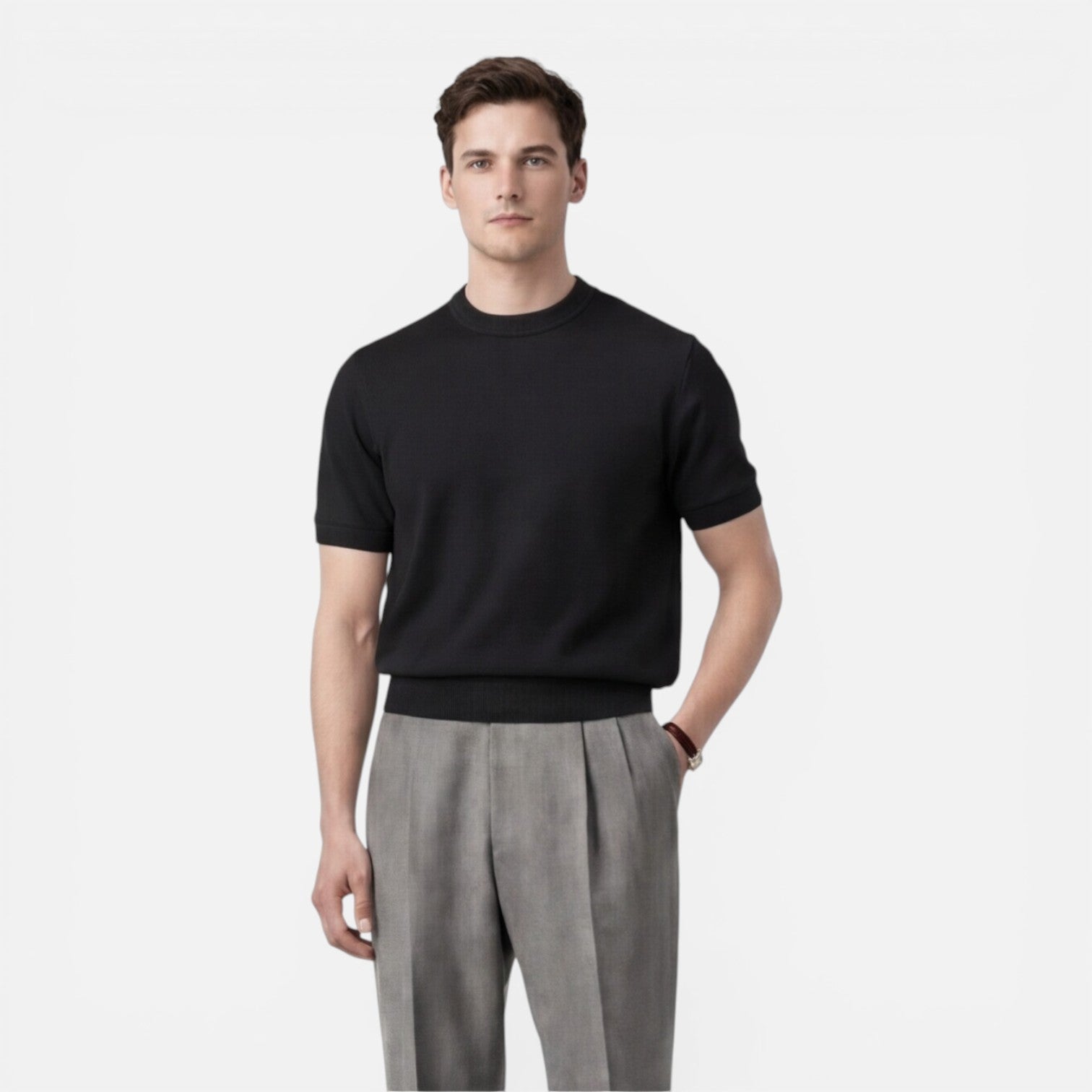Men's Slim Fit Cotton Knit T-Shirt | Breathable Summer Casual Wear