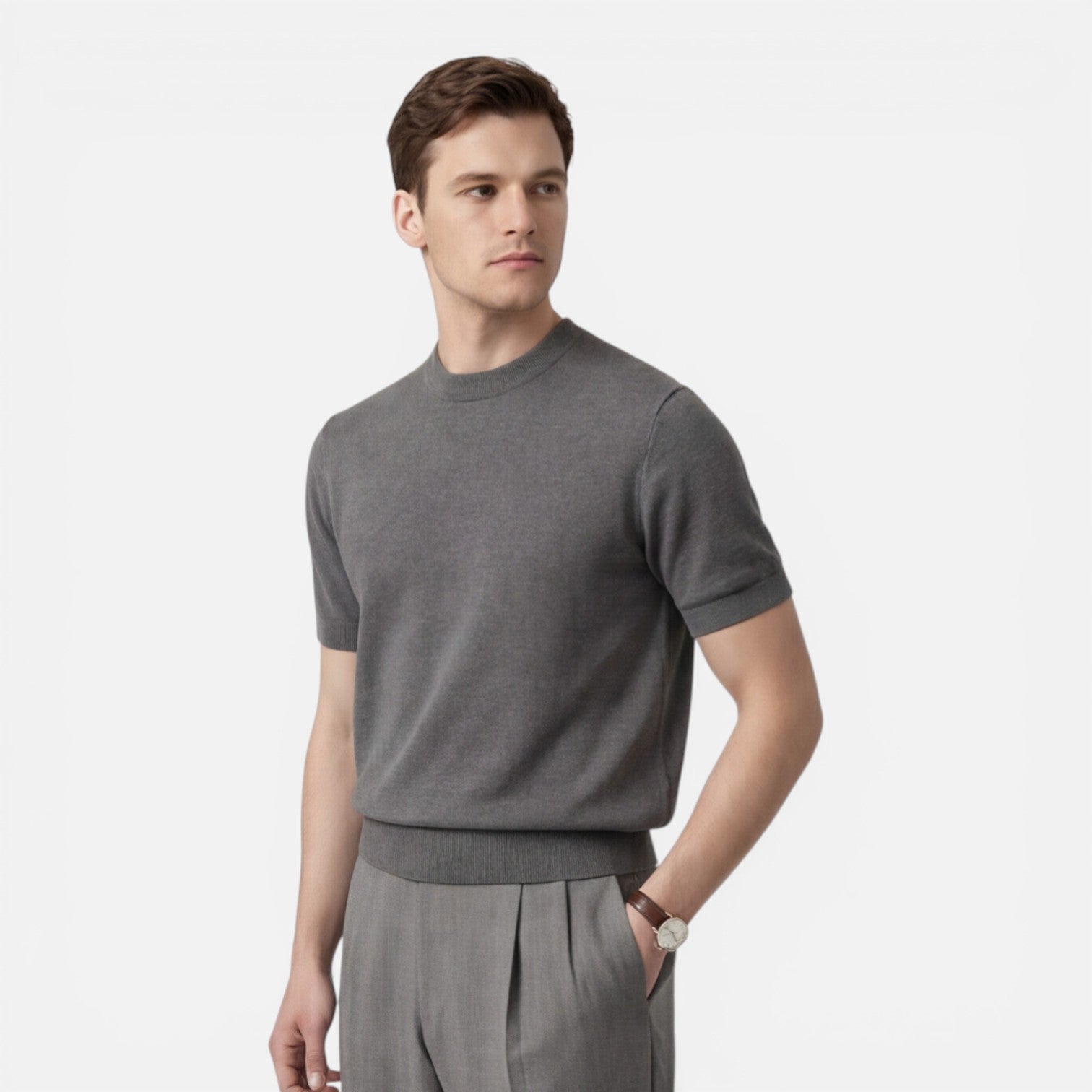 Men's Slim Fit Cotton Knit T-Shirt | Breathable Summer Casual Wear