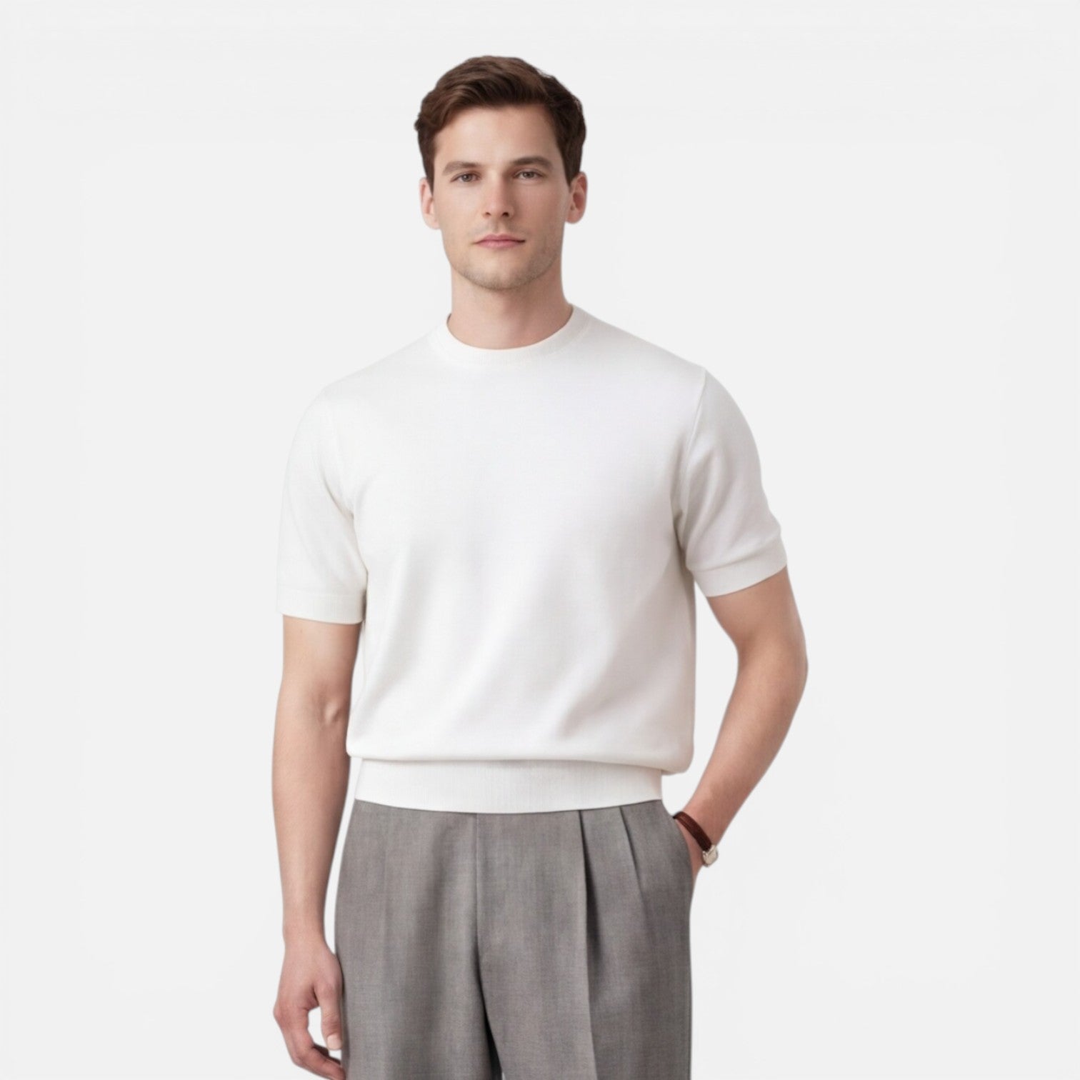 Men's Slim Fit Cotton Knit T-Shirt | Breathable Summer Casual Wear