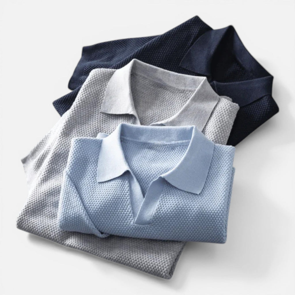 Men's Slim Fit Cotton Knitted Polo Shirt - Breathable Classic Design