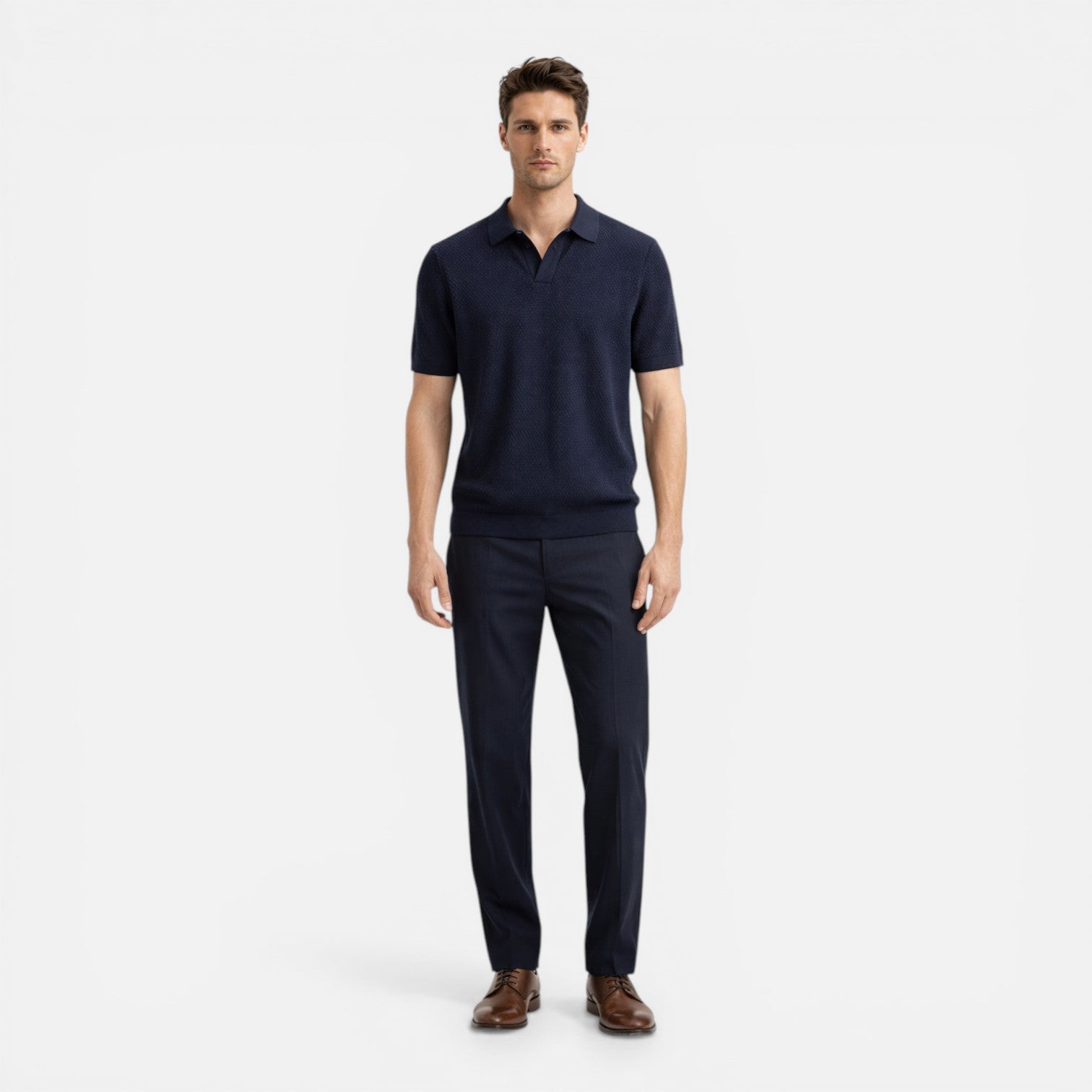 Men's Slim Fit Cotton Knitted Polo Shirt - Breathable Classic Design