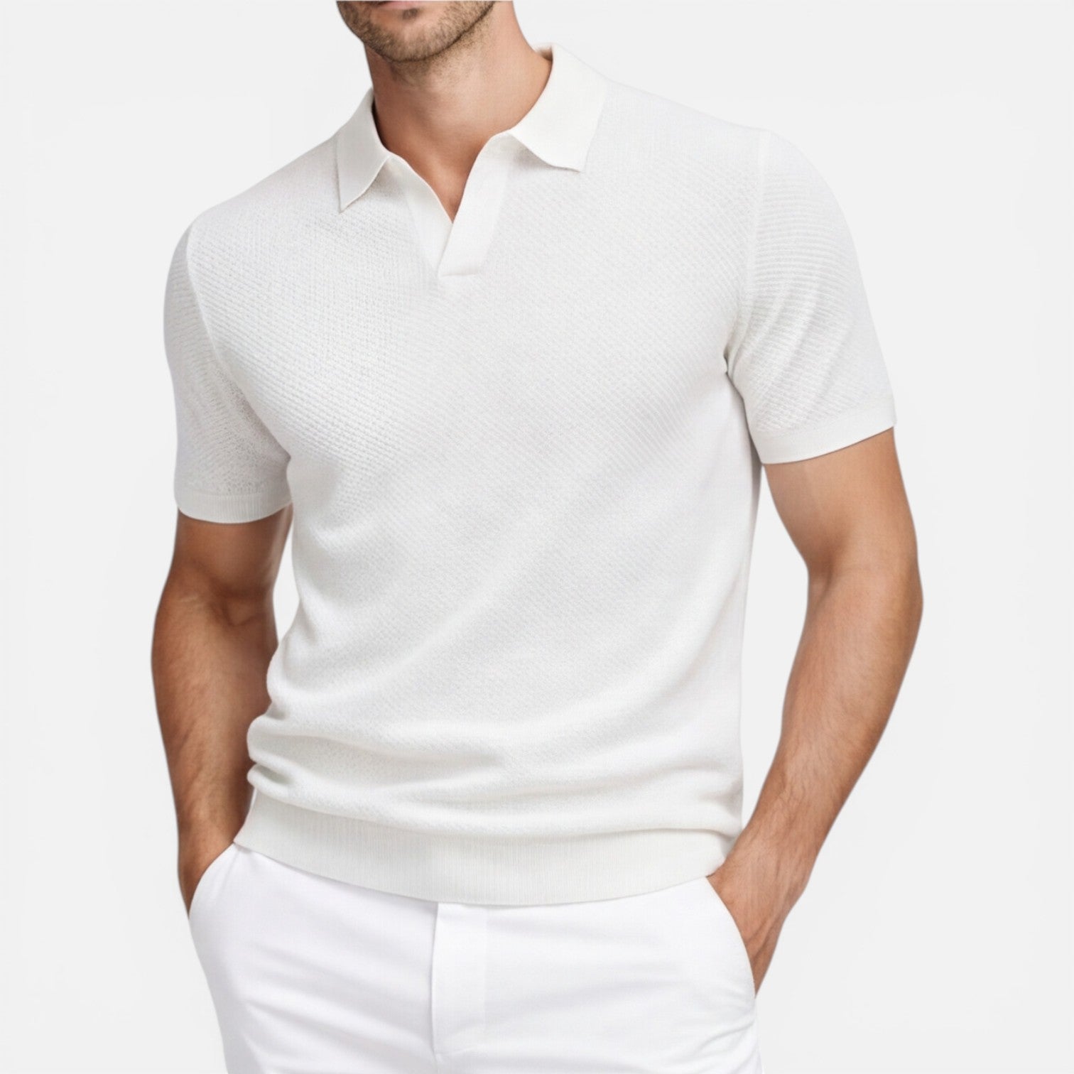 Men's Slim Fit Knit Polo Shirt | Lightweight Breathable Casual Wear