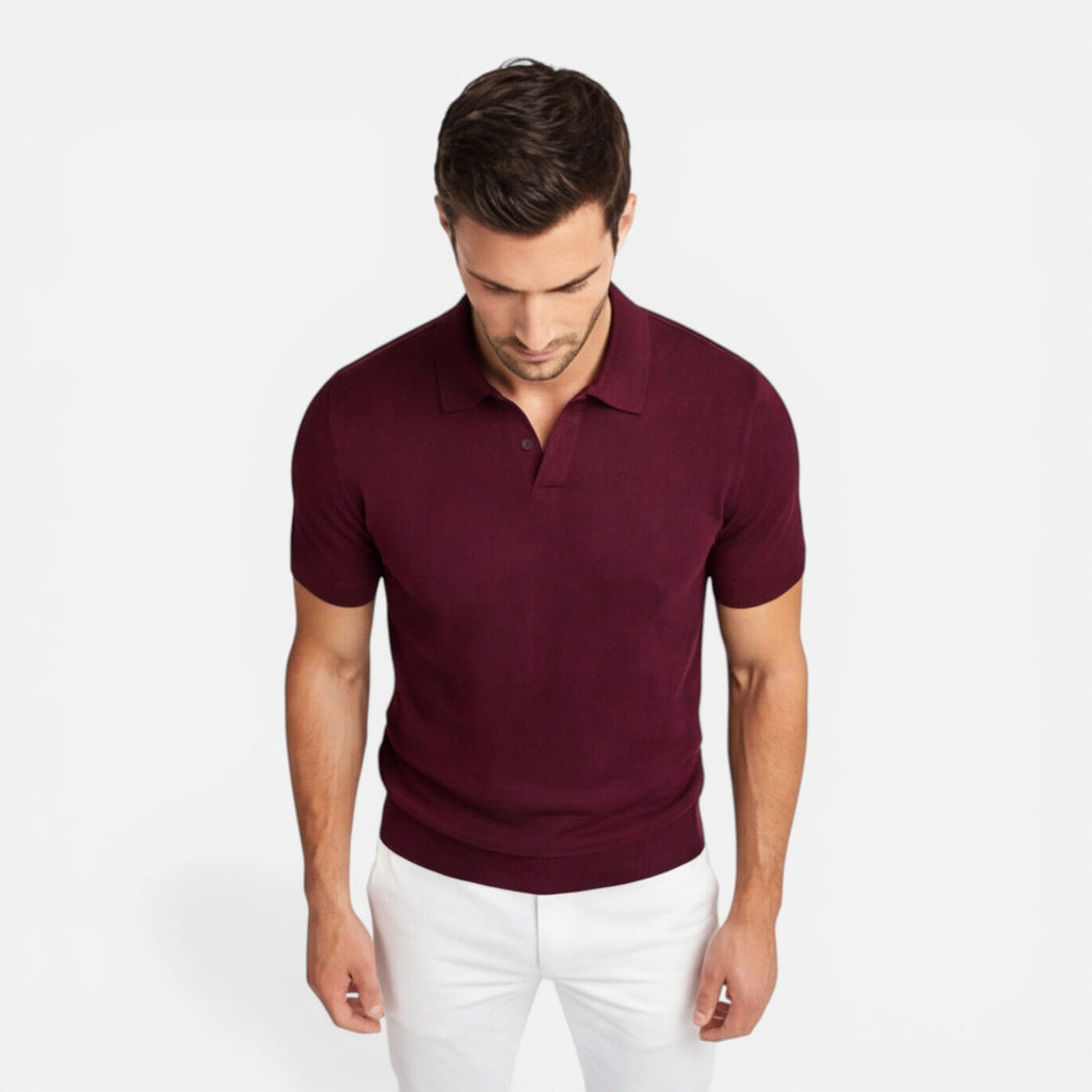 Men's Slim Fit Knit Polo Shirt | Lightweight Breathable Casual Wear