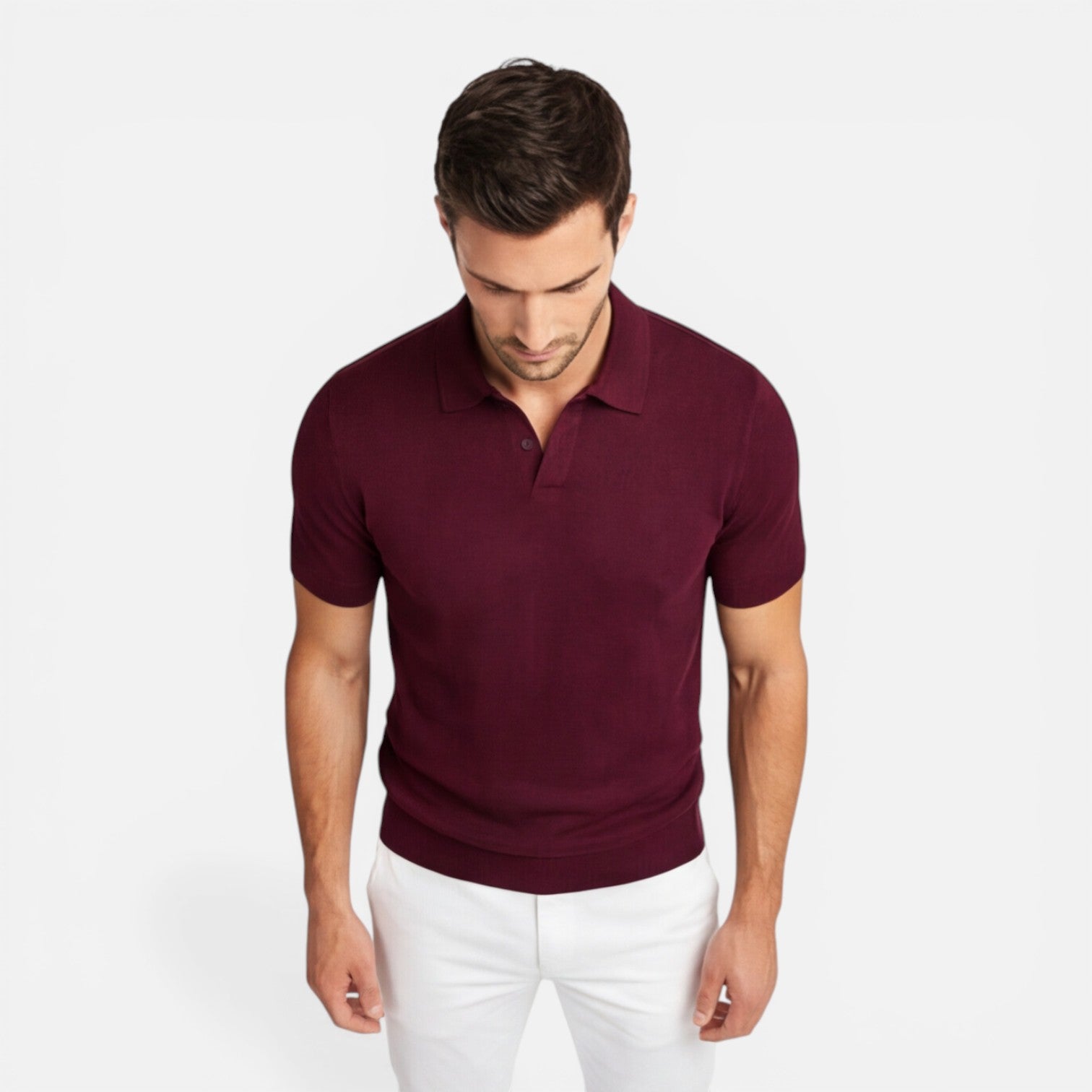 Men's Slim Fit Knit Polo Shirt | Lightweight Breathable Casual Wear