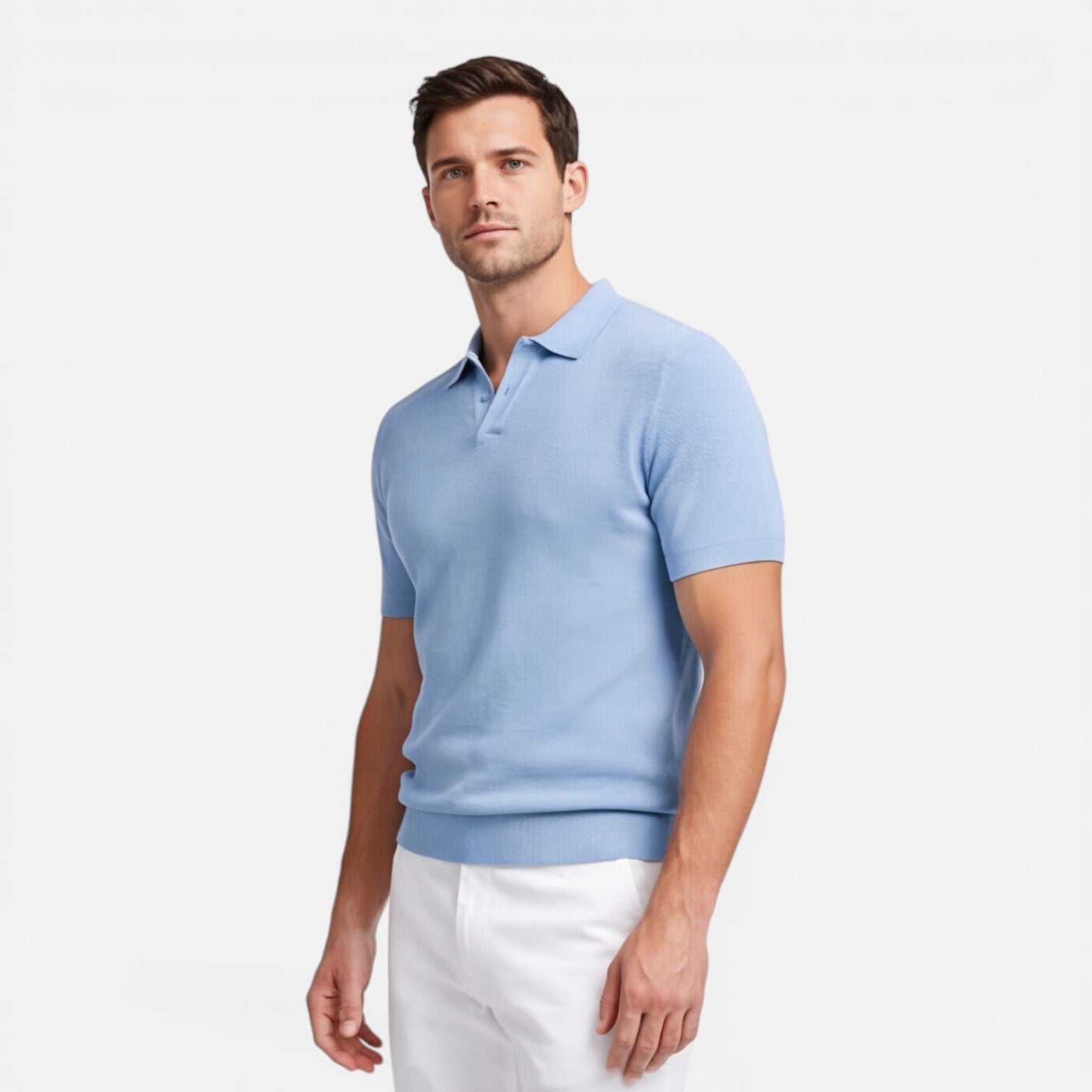 Men's Slim Fit Knit Polo Shirt | Lightweight Breathable Casual Wear