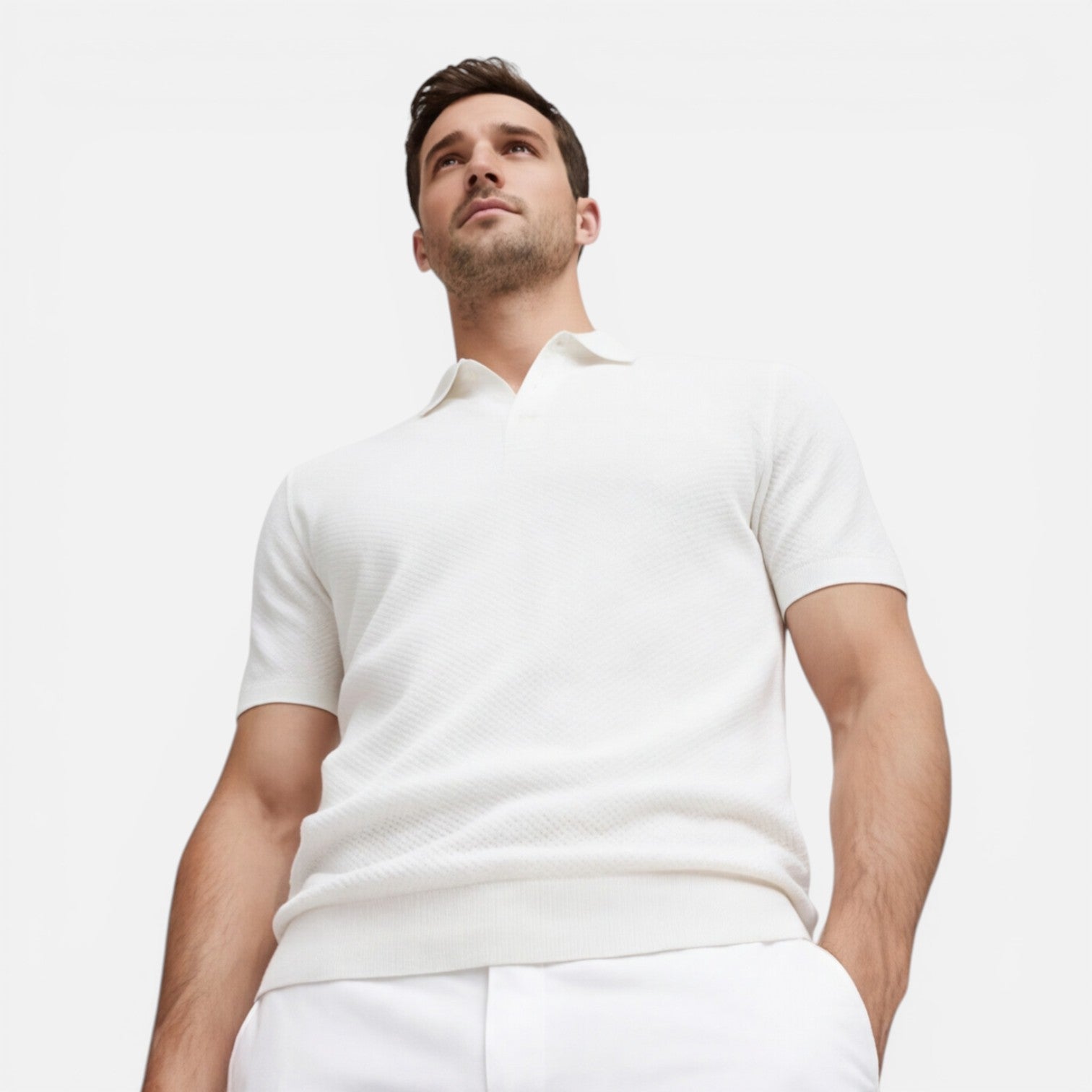Men's Slim Fit Knit Polo Shirt | Lightweight Breathable Casual Wear