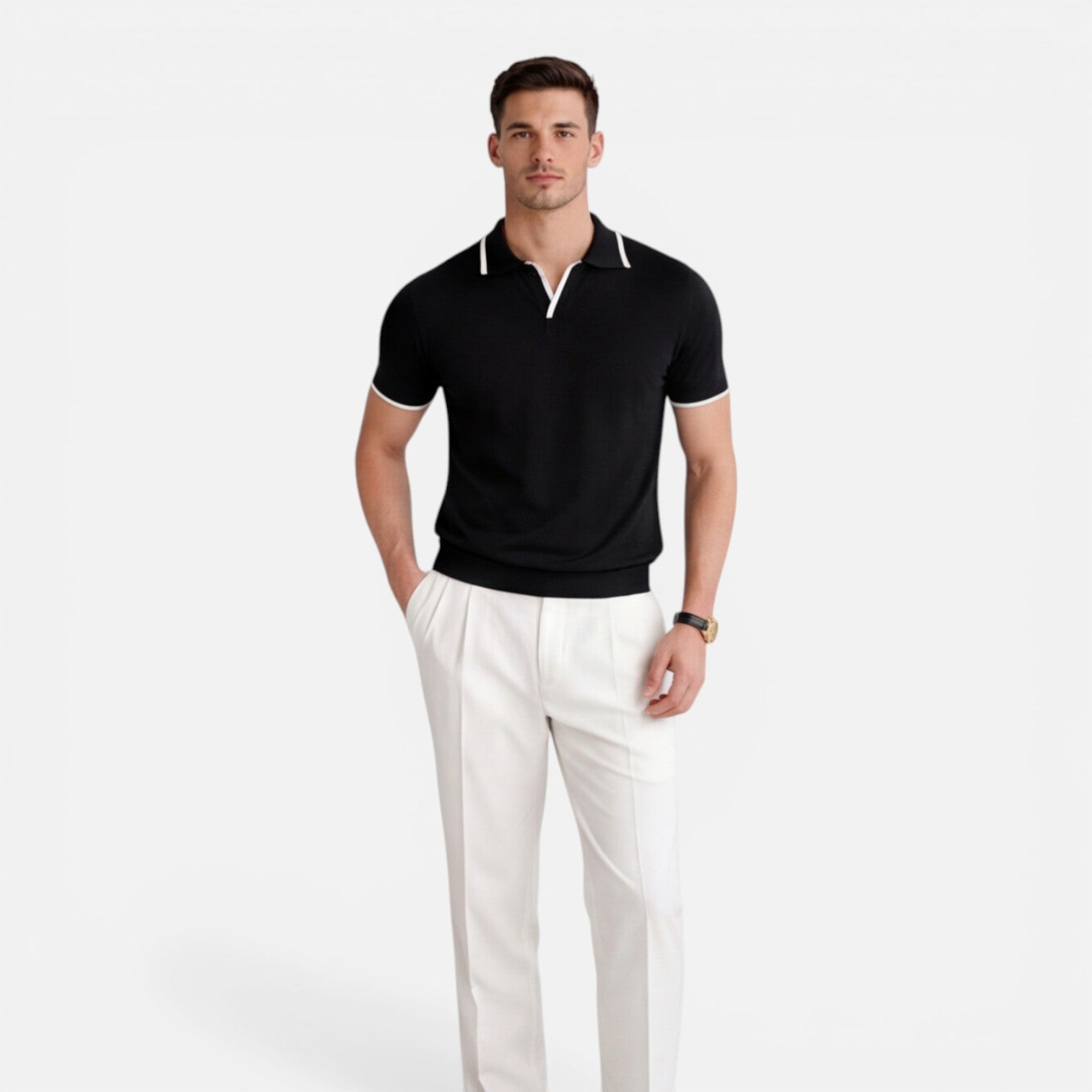 Men's Slim Fit Lightweight Breathable Knit Summer Polo Shirt