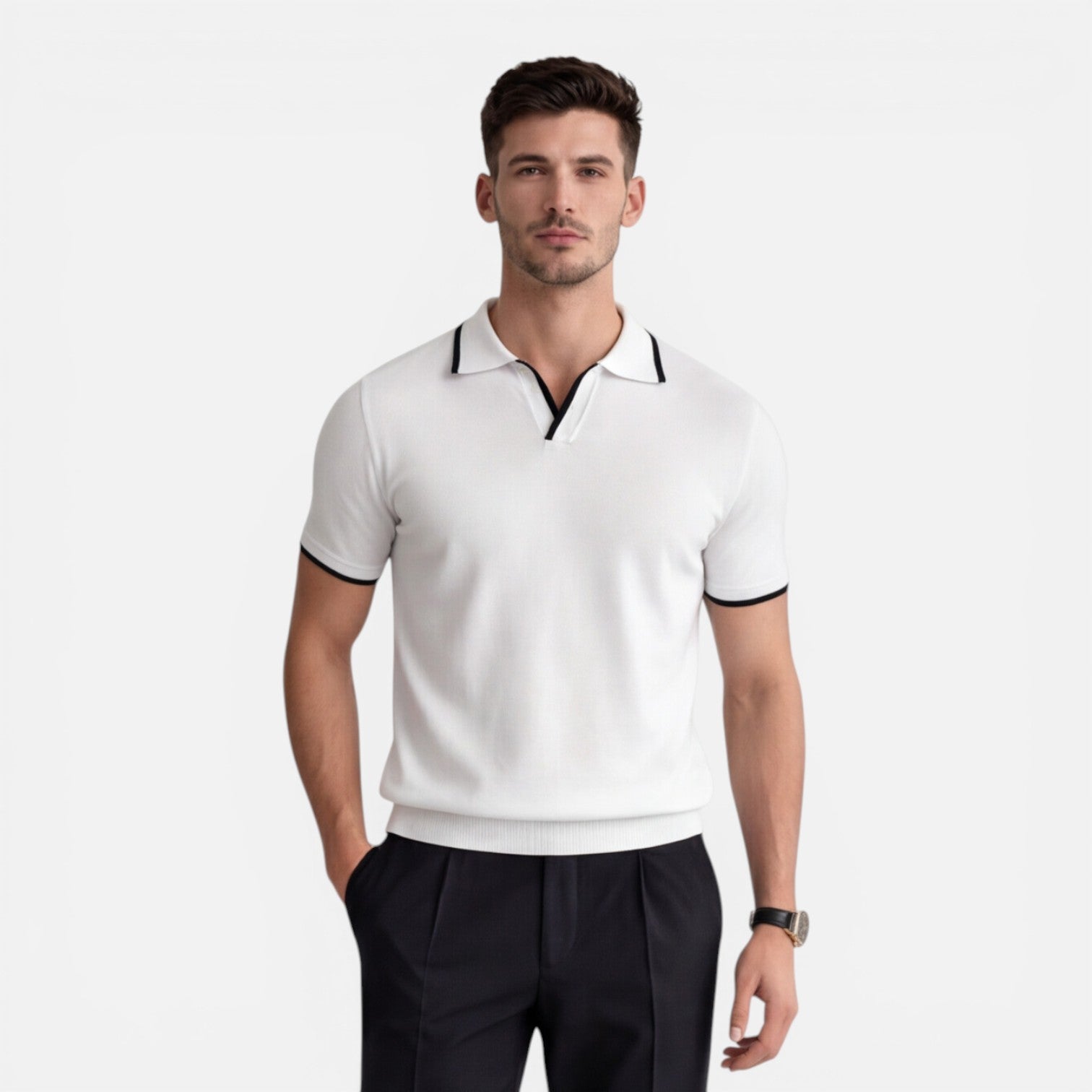 Men's Slim Fit Lightweight Breathable Knit Summer Polo Shirt
