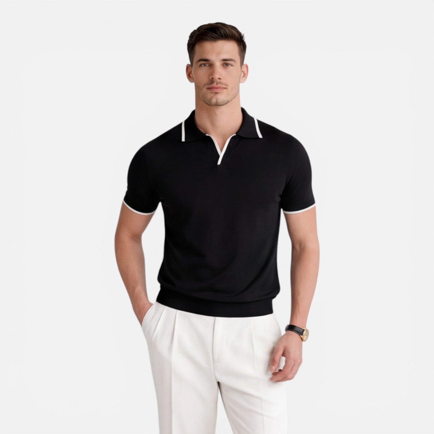 Men's Slim Fit Lightweight Breathable Knit Summer Polo Shirt