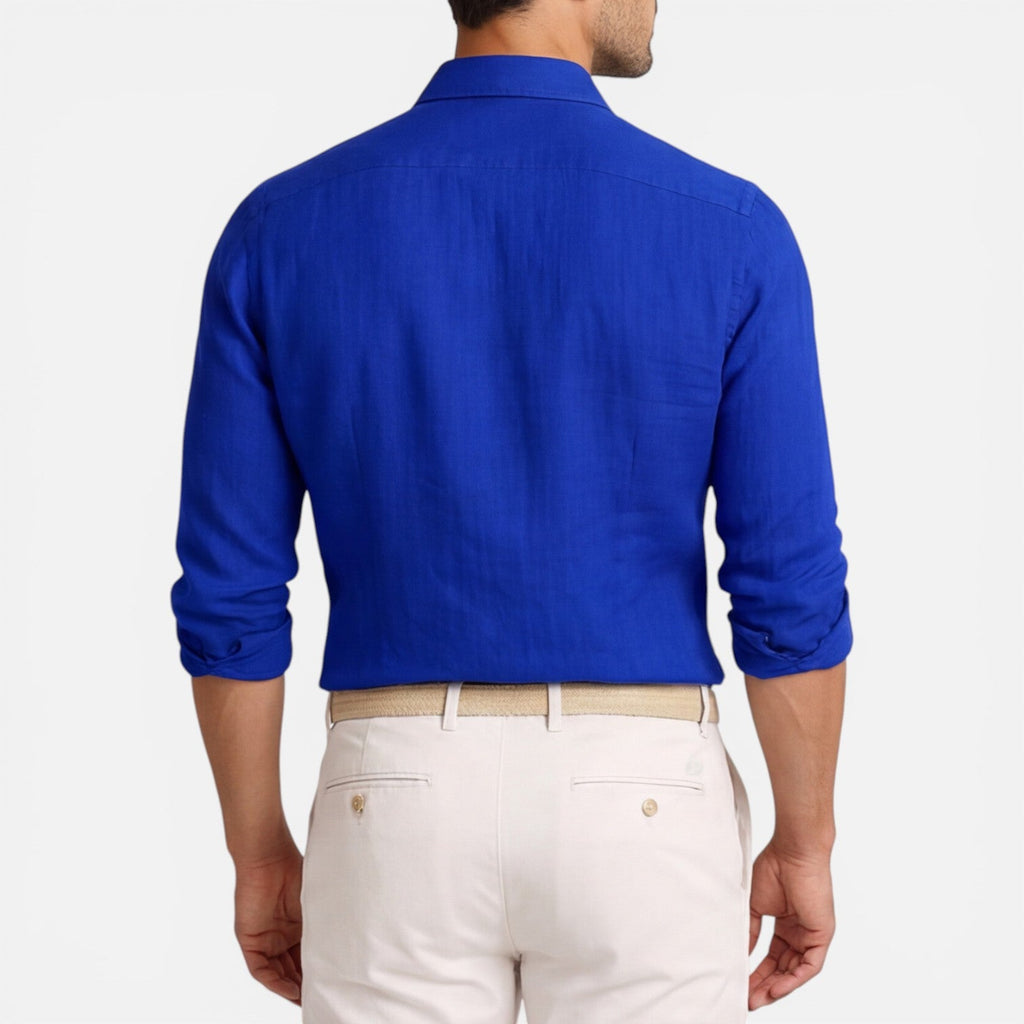 Men's Slim Fit Linen Cotton Blend Button Down Shirt - Breathable Casual Wear