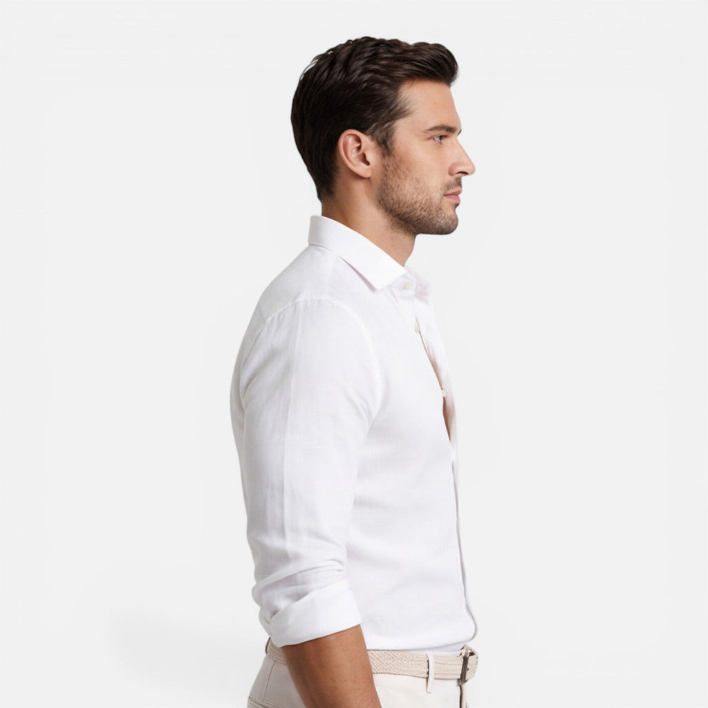 Men's Slim Fit Linen Cotton Blend Button Down Shirt - Breathable Casual Wear