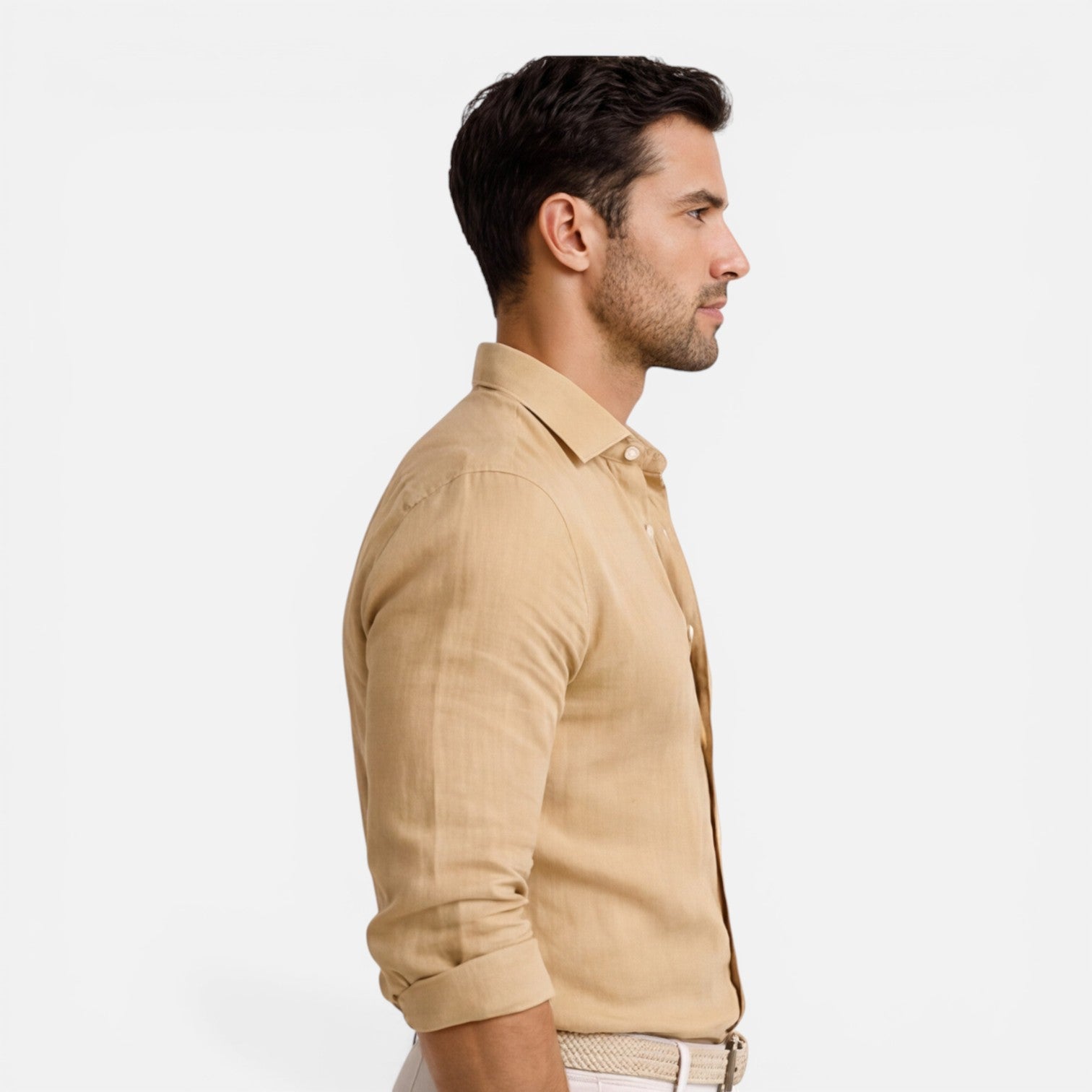 Men's Slim Fit Linen Cotton Blend Button Down Shirt - Breathable Casual Wear