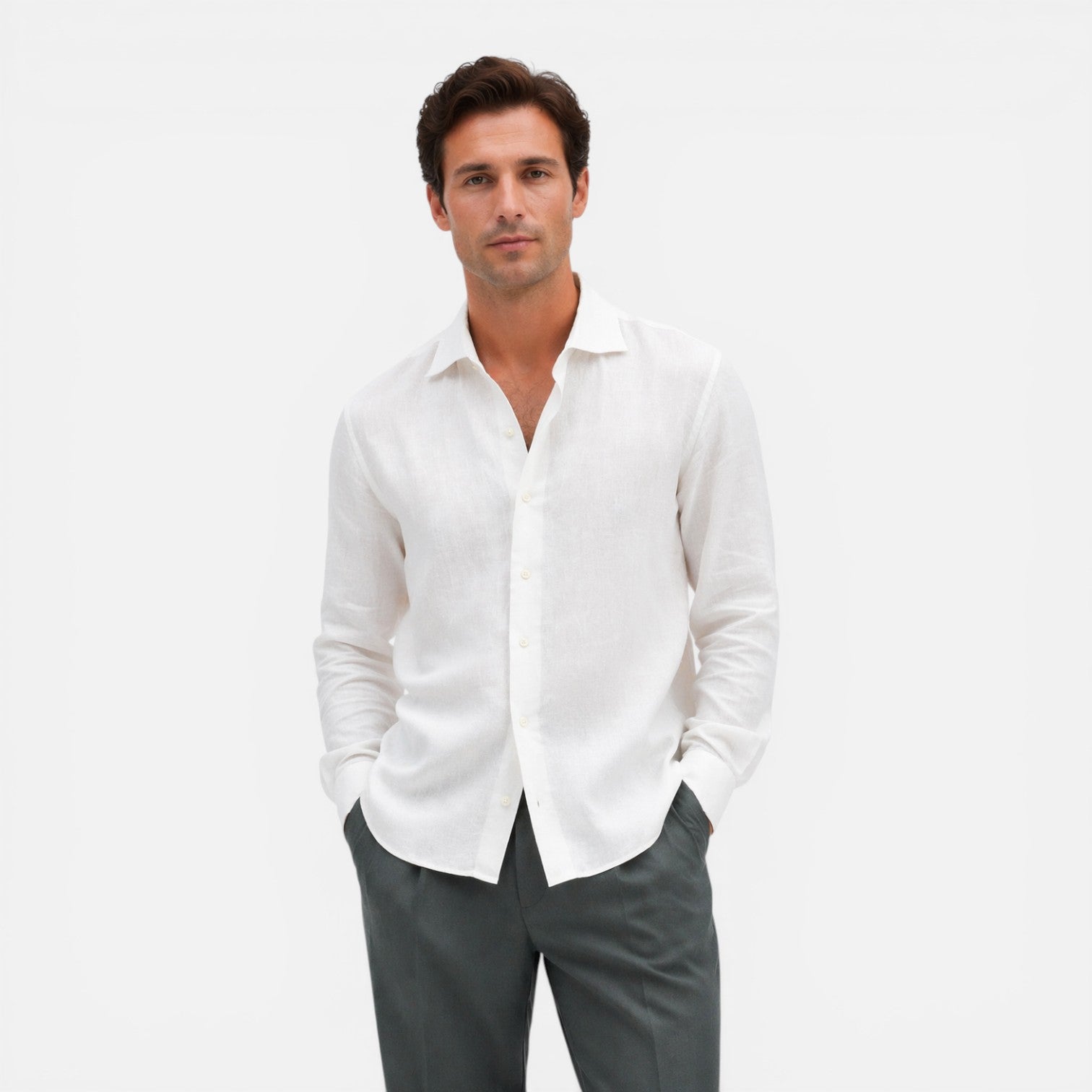 Men's Slim Fit Linen Shirt | Lightweight Summer Business Casual Wear