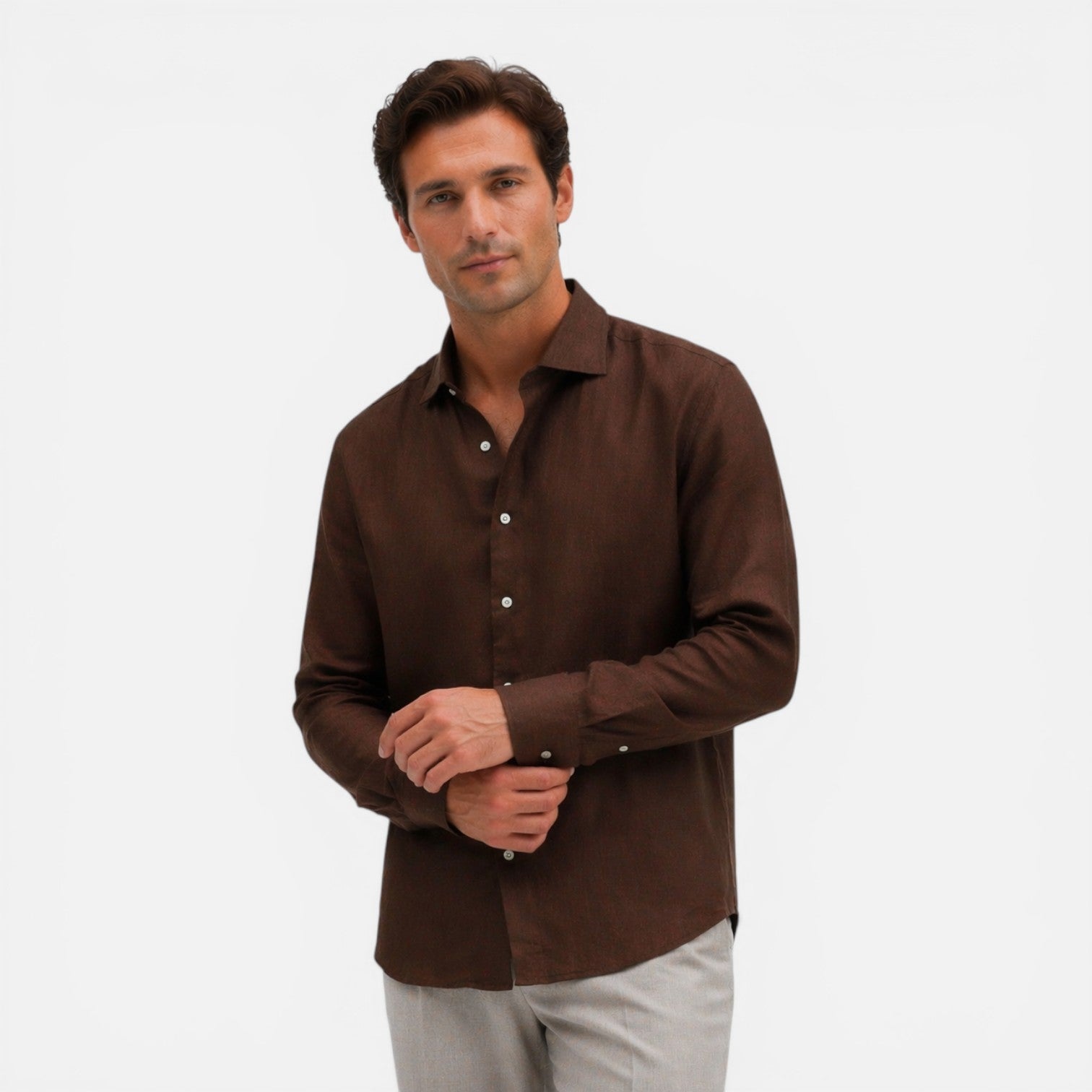Men's Slim Fit Linen Shirt | Lightweight Summer Business Casual Wear