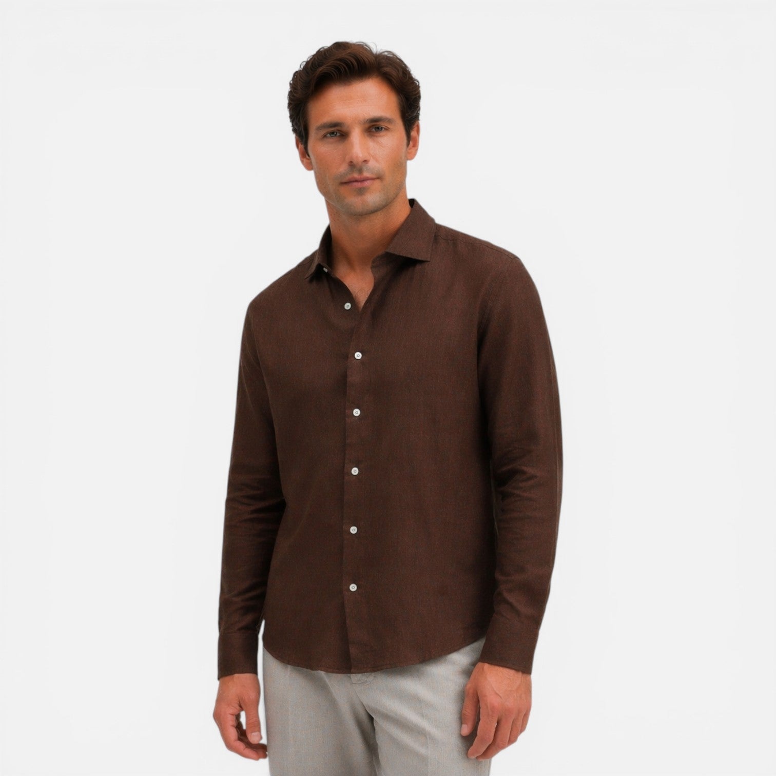 Men's Slim Fit Linen Shirt | Lightweight Summer Business Casual Wear