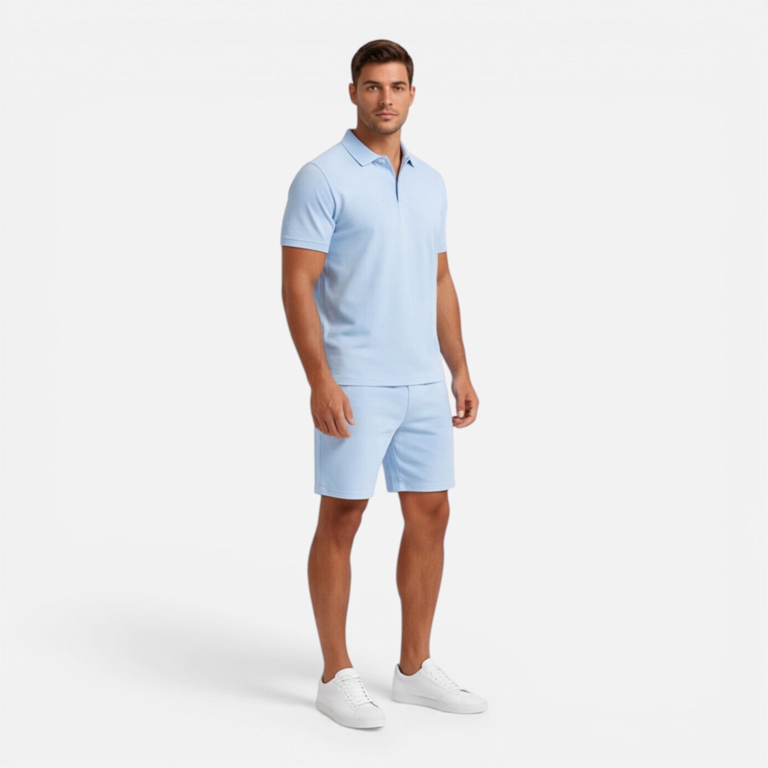 Men’s Slim Fit Polo Shirt and Shorts Set - Casual Summer Outfit