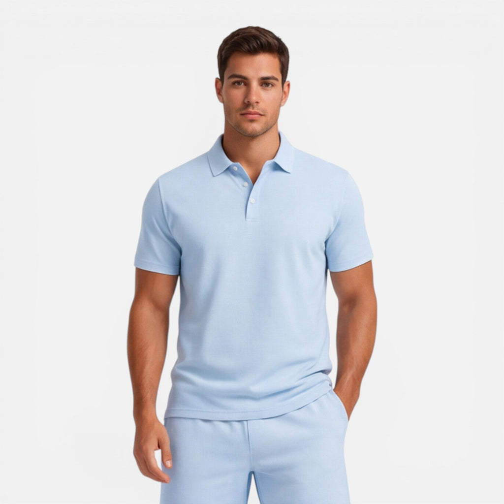 Men’s Slim Fit Polo Shirt and Shorts Set - Casual Summer Outfit