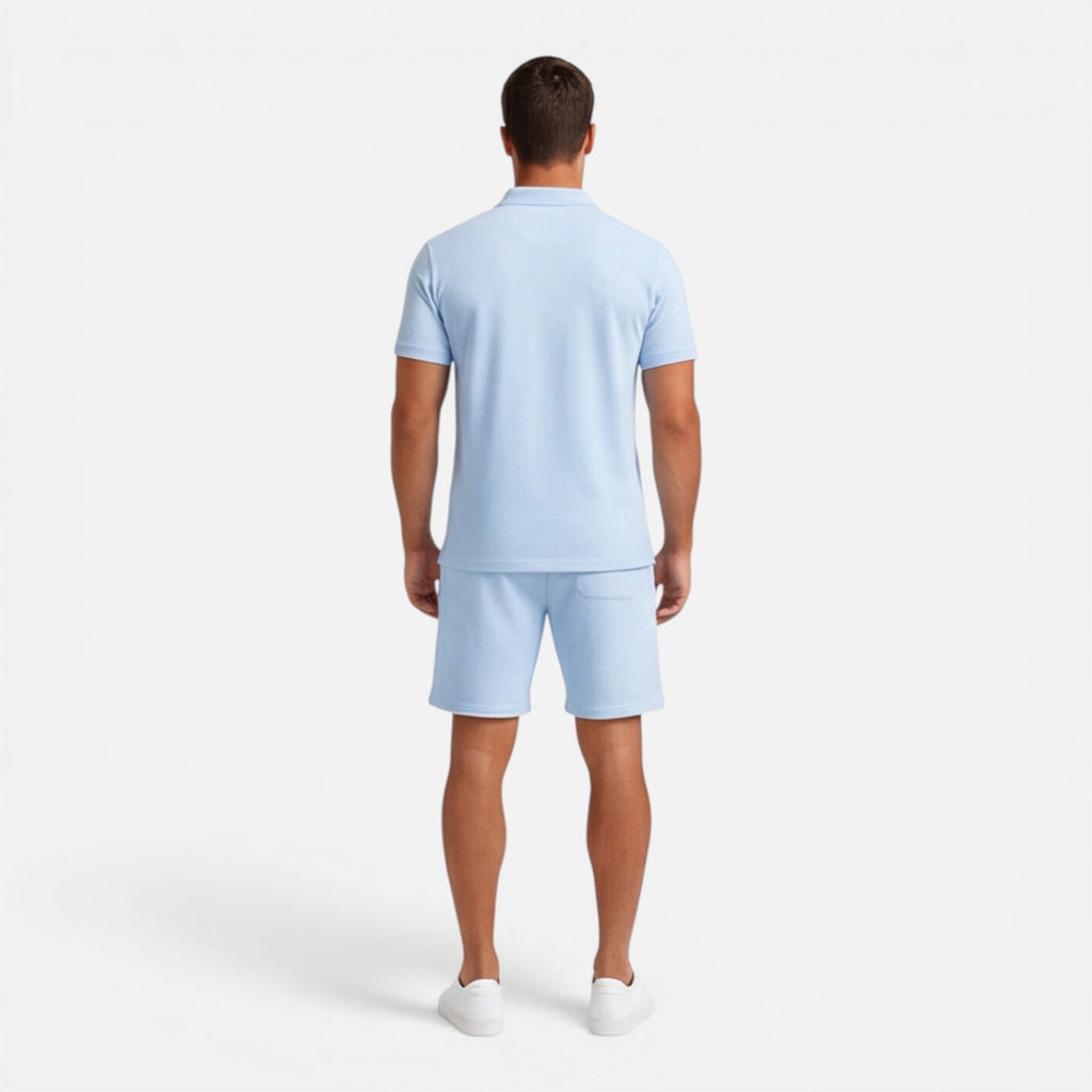 Men’s Slim Fit Polo Shirt and Shorts Set - Casual Summer Outfit