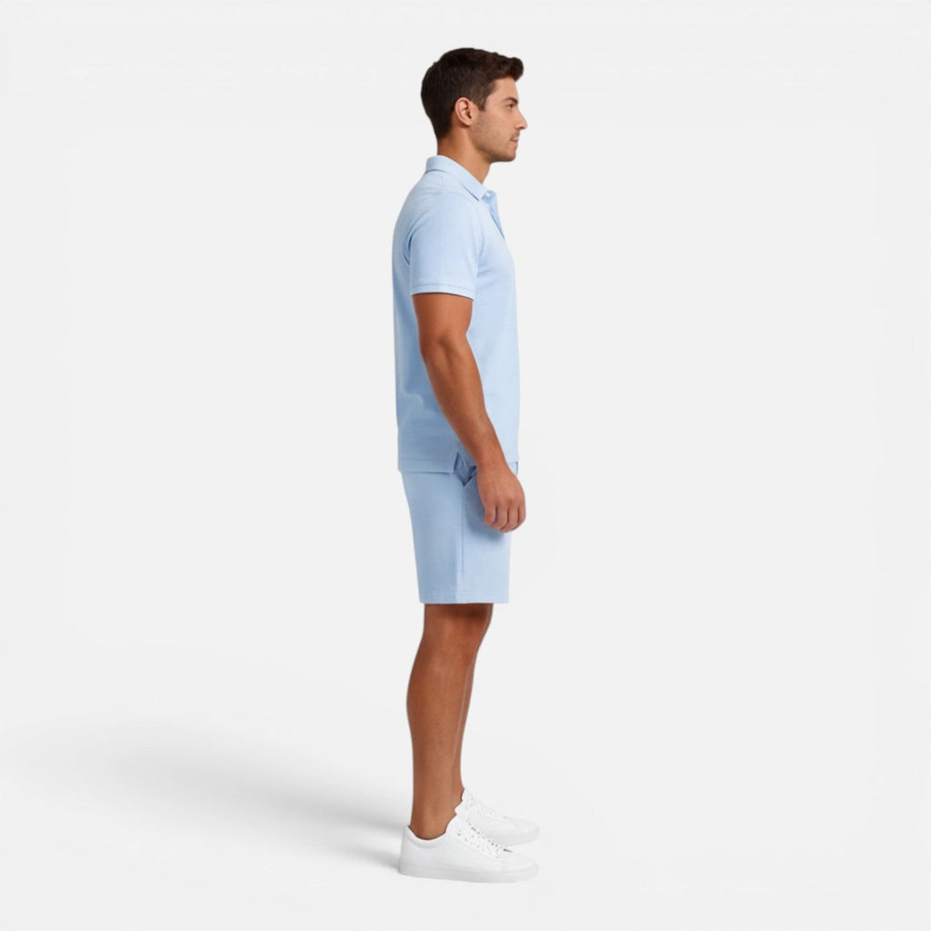 Men’s Slim Fit Polo Shirt and Shorts Set - Casual Summer Outfit