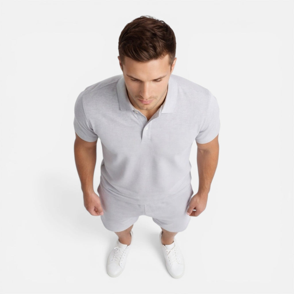 Men’s Slim Fit Polo Shirt and Shorts Set - Casual Summer Outfit