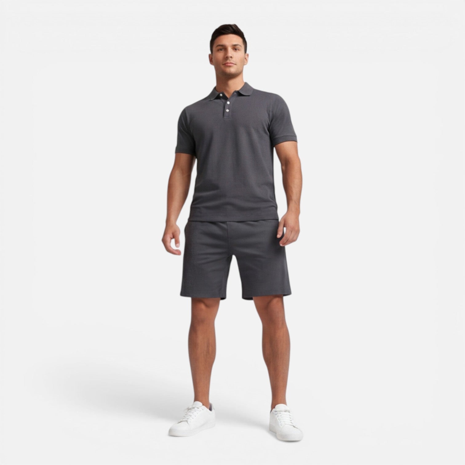 Men’s Slim Fit Polo Shirt and Shorts Set - Casual Summer Outfit