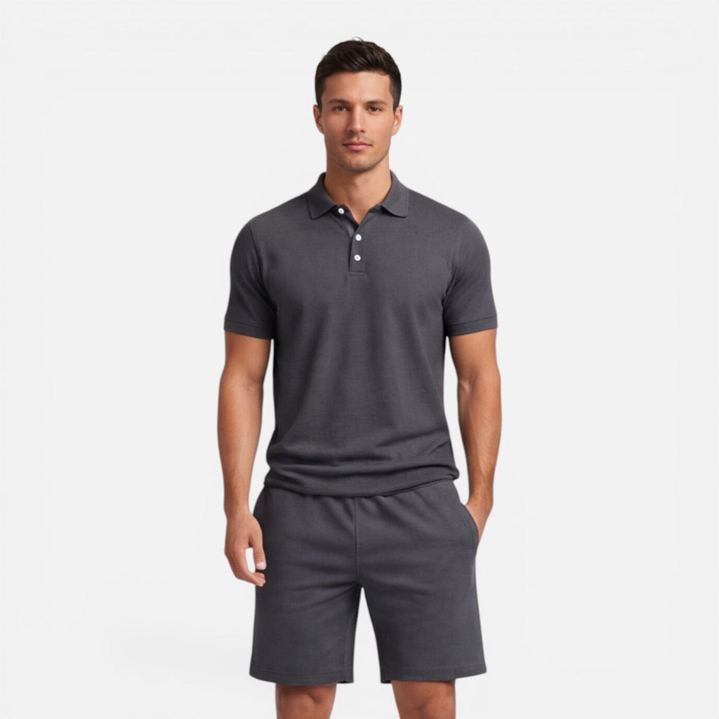 Men’s Slim Fit Polo Shirt and Shorts Set - Casual Summer Outfit