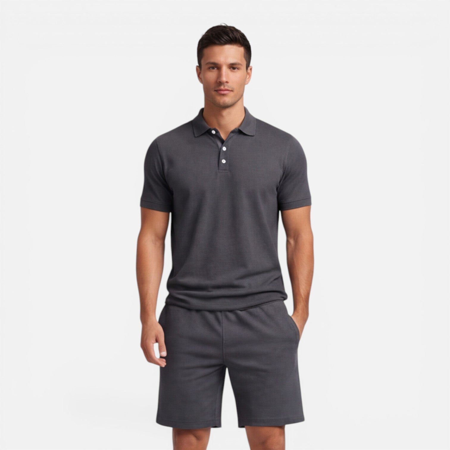 Men’s Slim Fit Polo Shirt and Shorts Set - Casual Summer Outfit