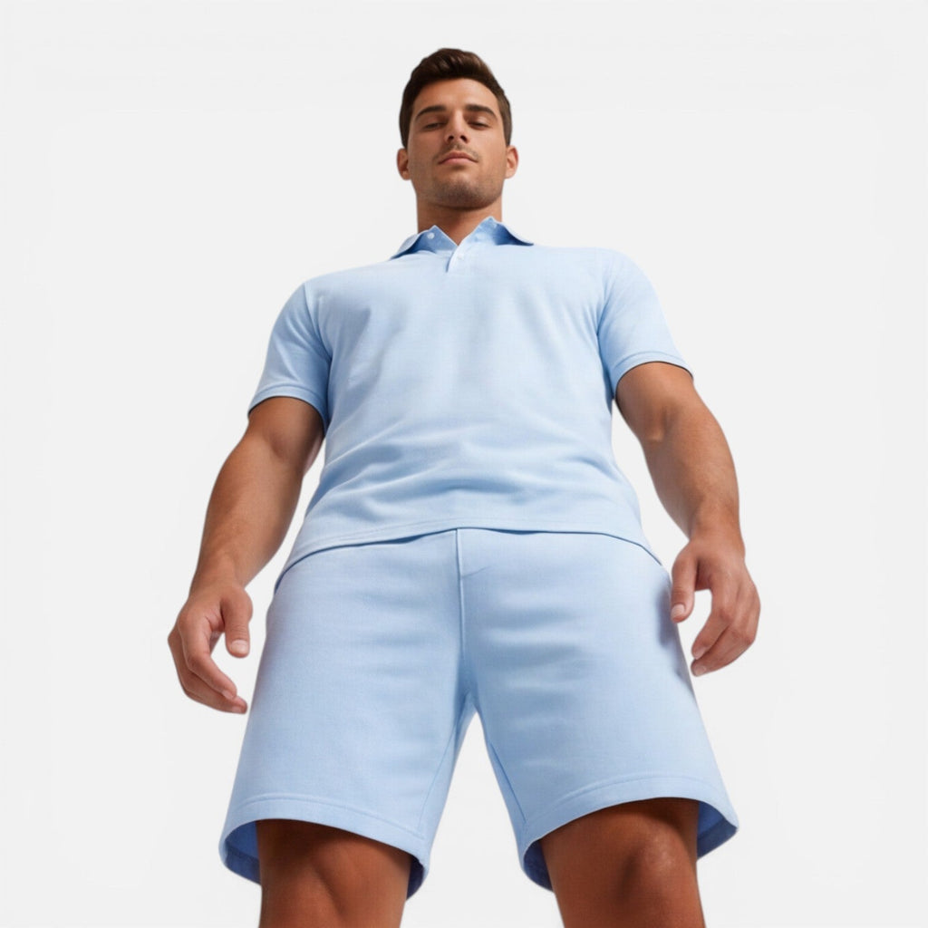 Men’s Slim Fit Polo Shirt and Shorts Set - Casual Summer Outfit