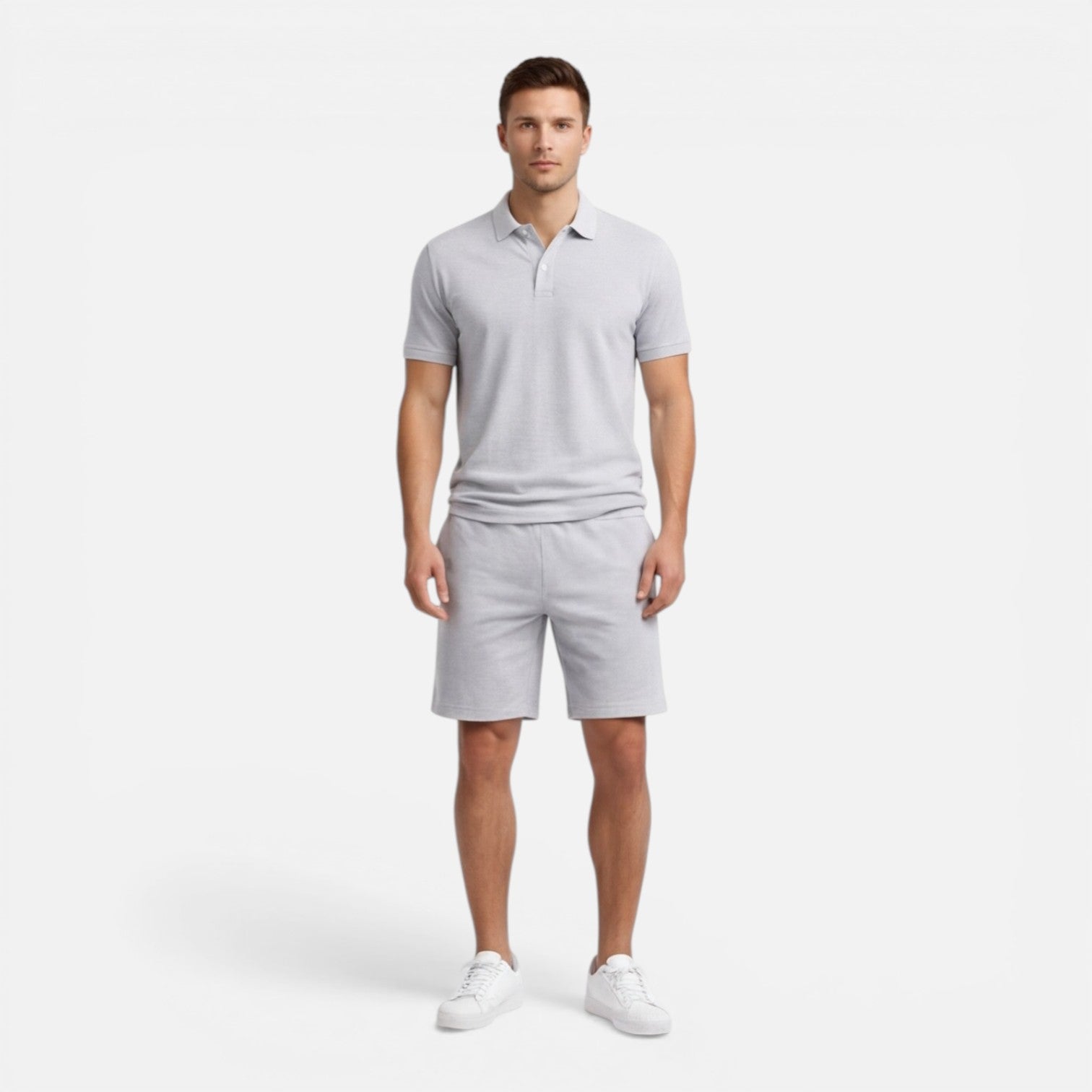 Men’s Slim Fit Polo Shirt and Shorts Set - Casual Summer Outfit