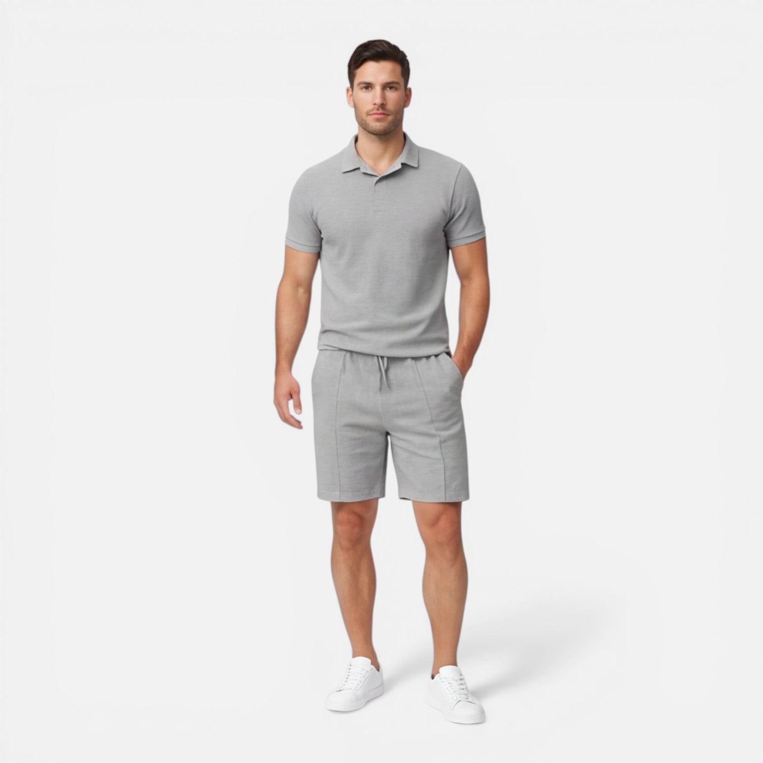 Men's Slim Fit Polo Shirt and Shorts Set - Summer Casual Outfit