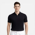 Men's Slim Fit Ribbed Knit Polo Shirt - Premium Cotton Casual Wear