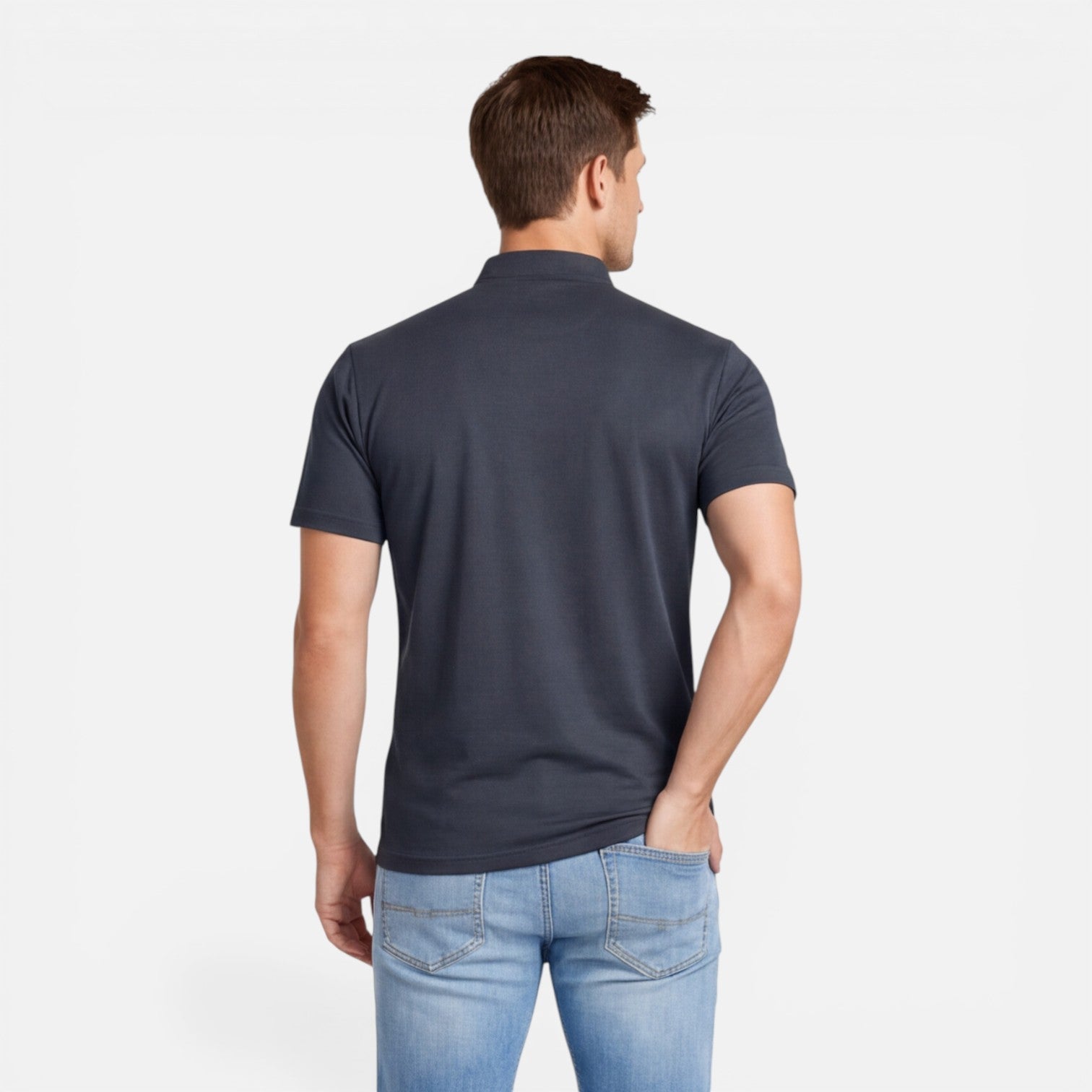 Men's Slim Fit Short Sleeve Henley Shirt in Soft Cotton for Casual Wear