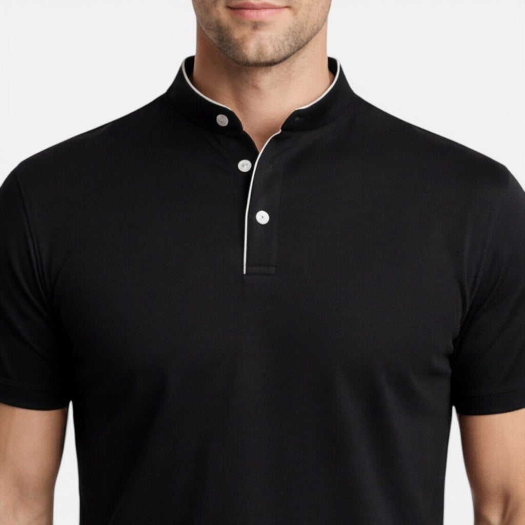 Men's Slim Fit Short Sleeve Henley Shirt in Soft Cotton for Casual Wear