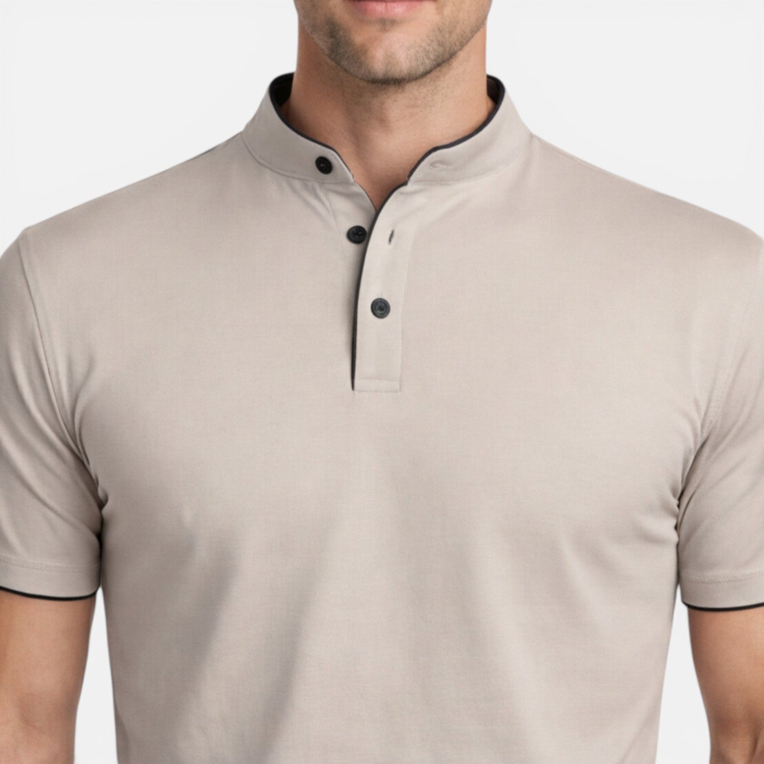 Men's Slim Fit Short Sleeve Henley Shirt in Soft Cotton for Casual Wear