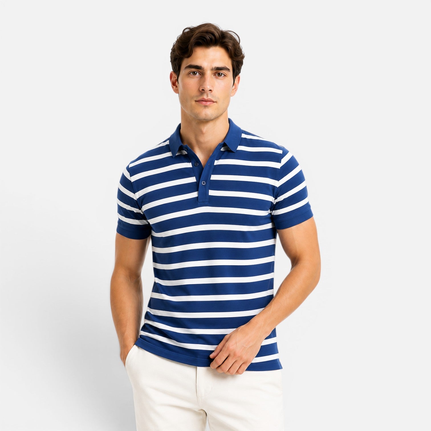 Men's Slim Fit Striped Polo Shirt | Breathable Comfort Fabric | Casual Wear