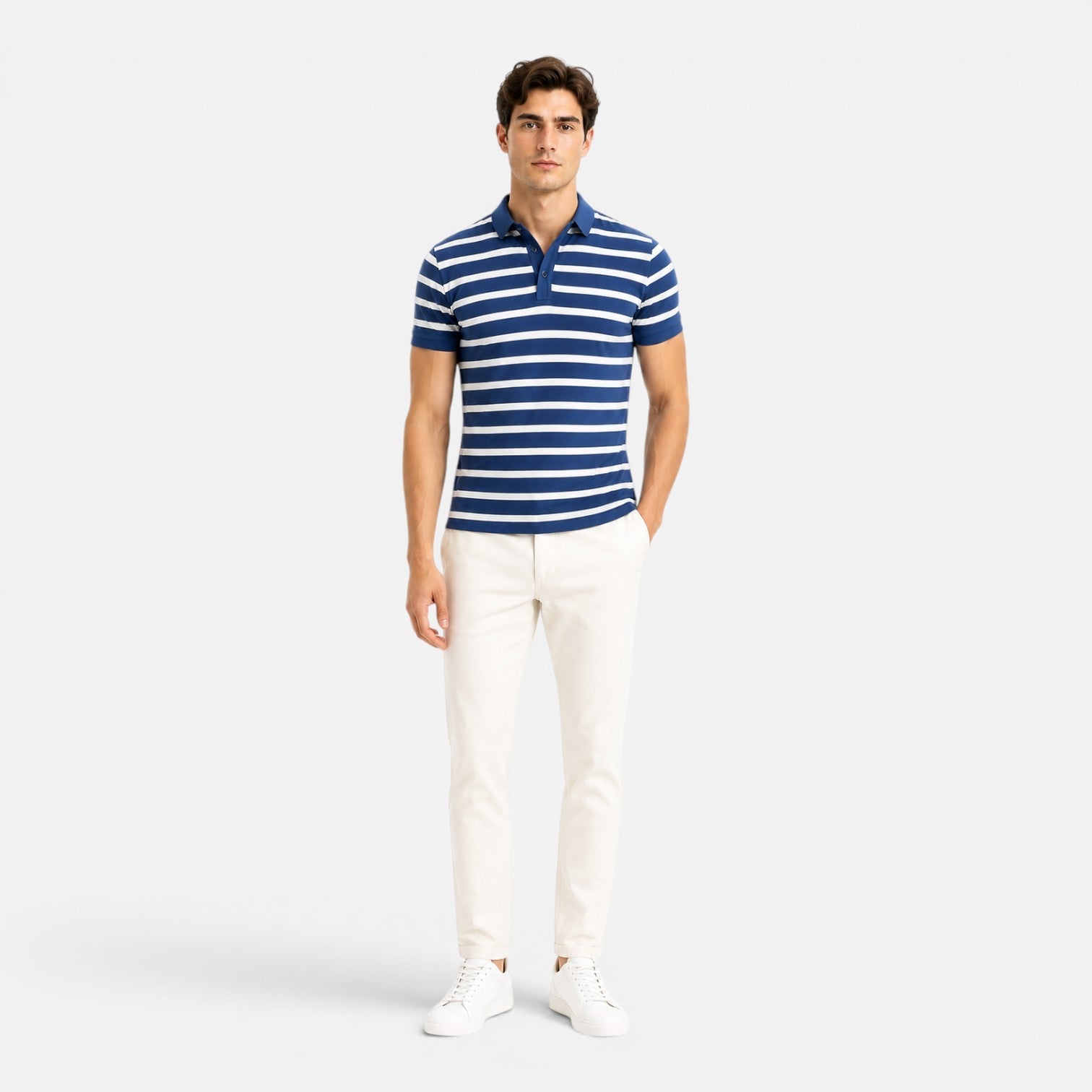 Men's Slim Fit Striped Polo Shirt | Breathable Comfort Fabric | Casual Wear