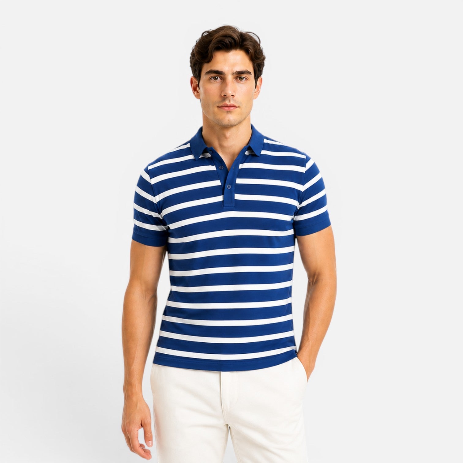 Men's Slim Fit Striped Polo Shirt | Breathable Comfort Fabric | Casual Wear