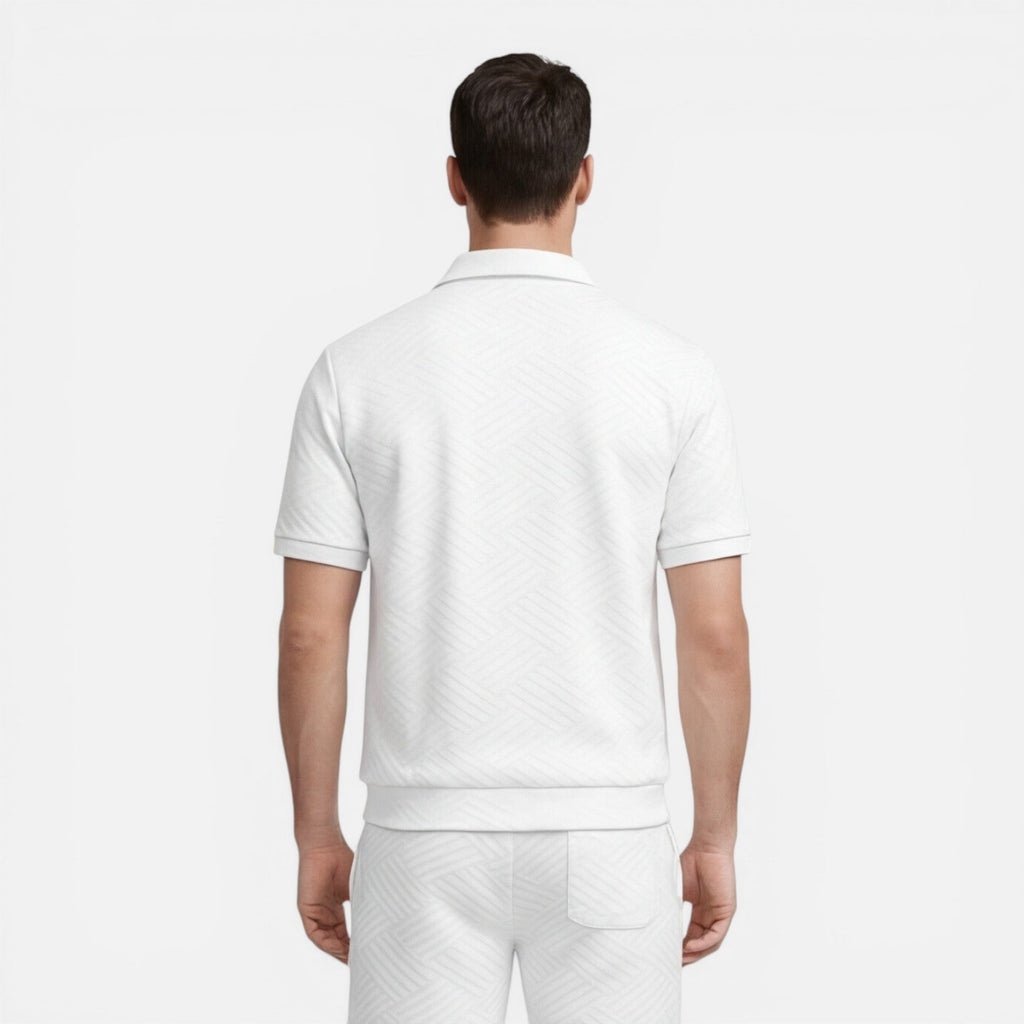 Men's Slim Fit Summer Zip Shirt and Drawstring Shorts Matching Set