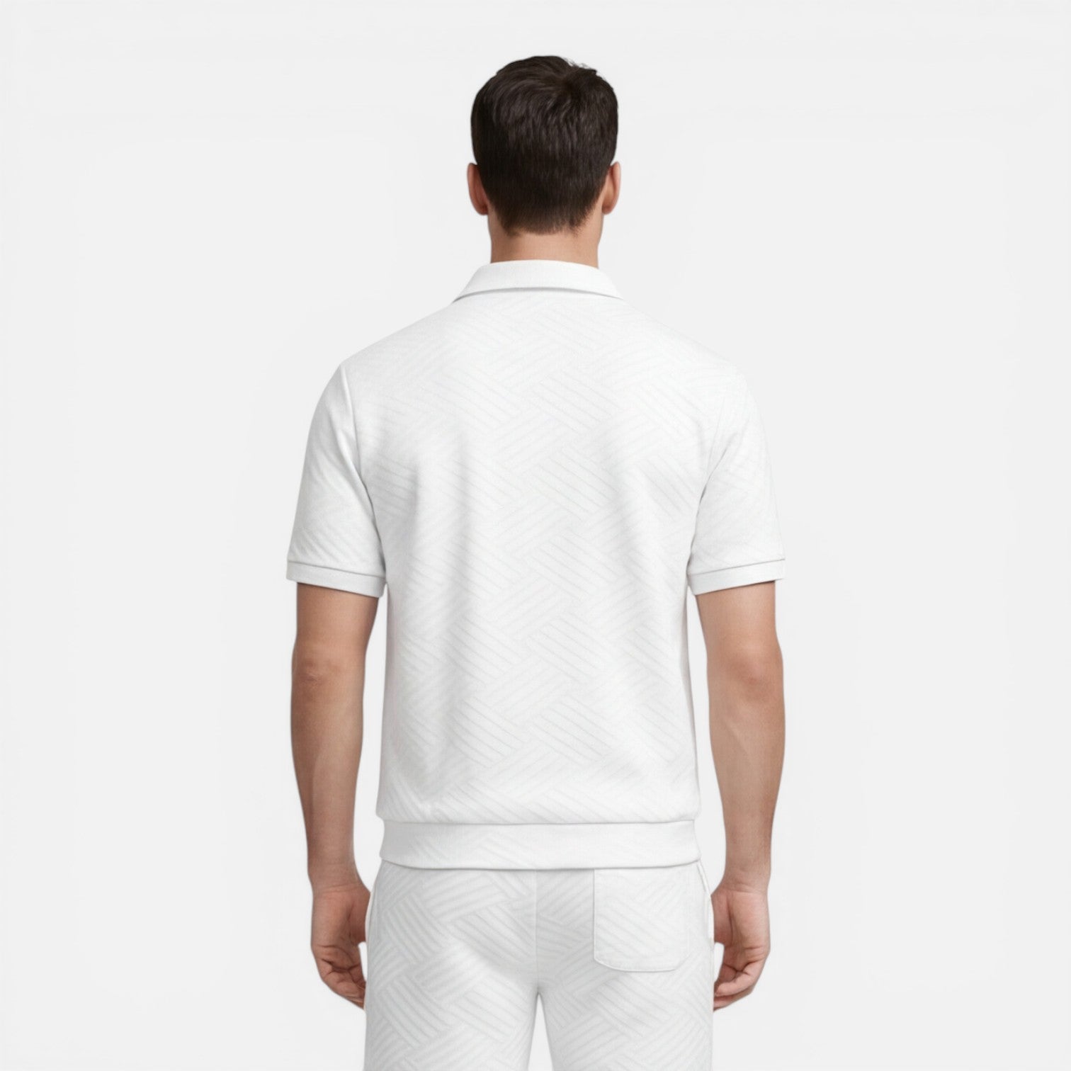 Men's Slim Fit Summer Zip Shirt and Drawstring Shorts Matching Set